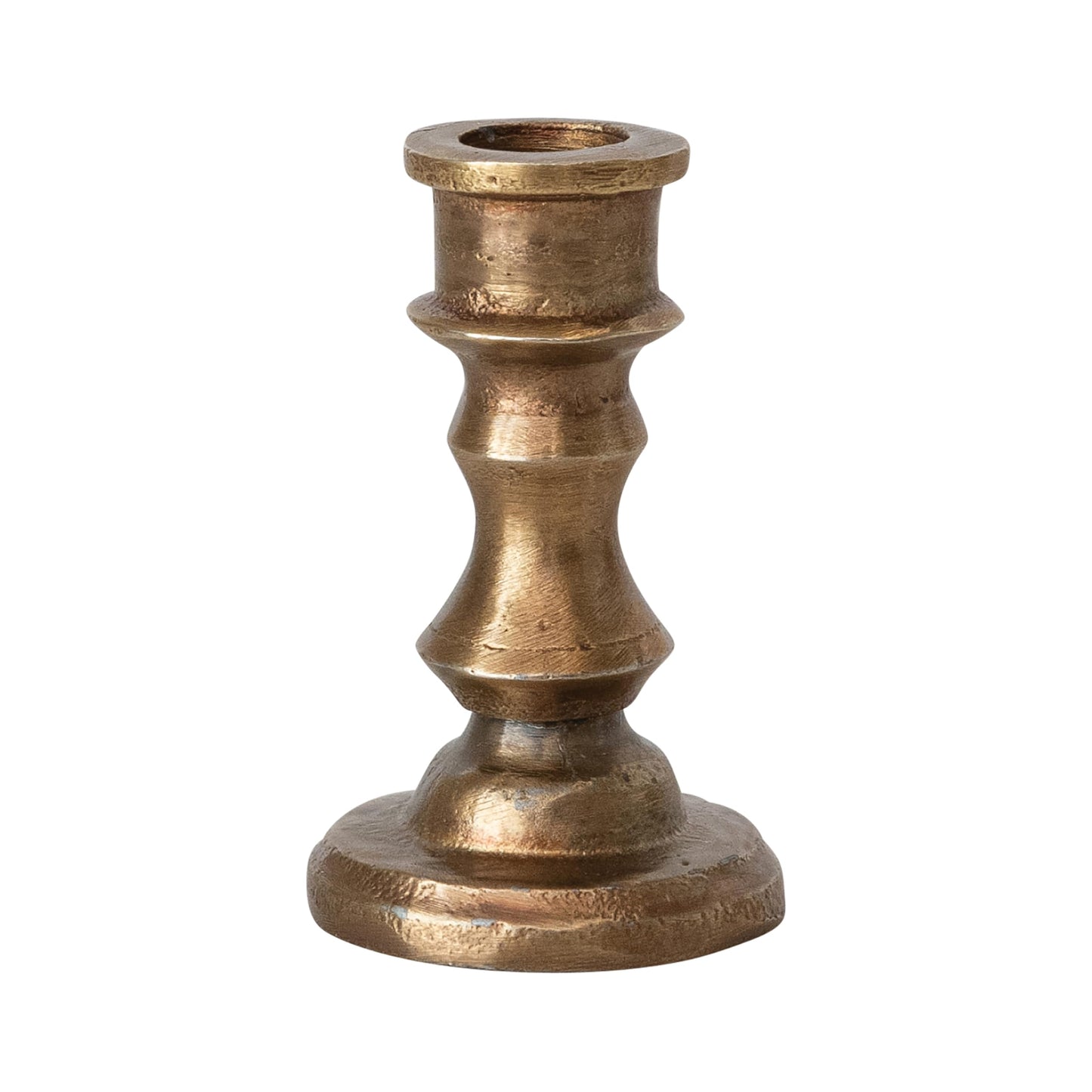 Creative Co-Op Small Antique Cast Aluminum Taper Holder, Gold