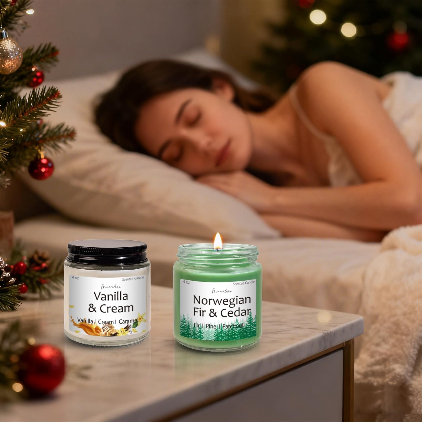 Christmas Candles Scented Candle Set: 6 Pack Christmas Scents Candle Bulk Home Scented - Holiday Candle Gifts for Women and Men - Scents of Christmas Tree/Spiced Pumpkin/Cookies/Apple/Vanilla/Fir
