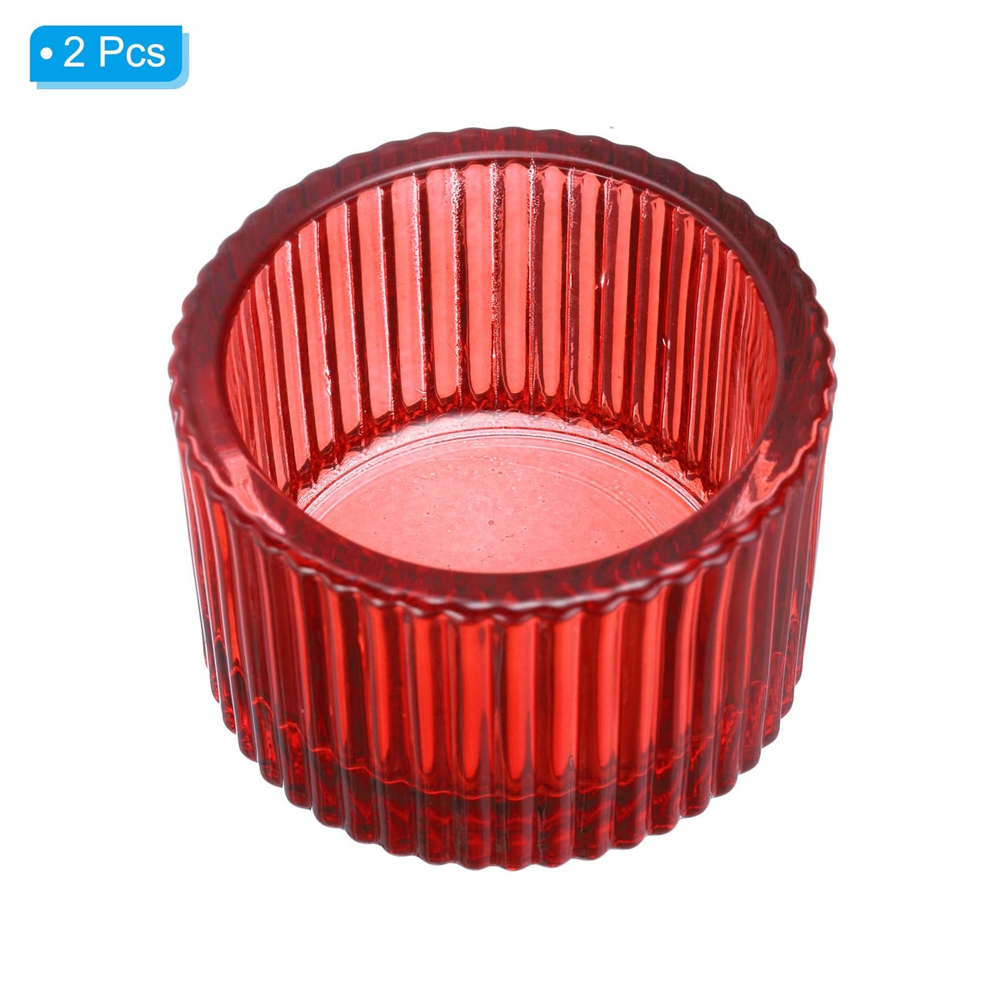 PATIKIL 2 Pcs Tealight Candle Holder, Tea Lights Candle Holder Glass Votive Candle Holders Glass Candle Holders for Table Centerpiece Decor Wedding Dinner Party, Red