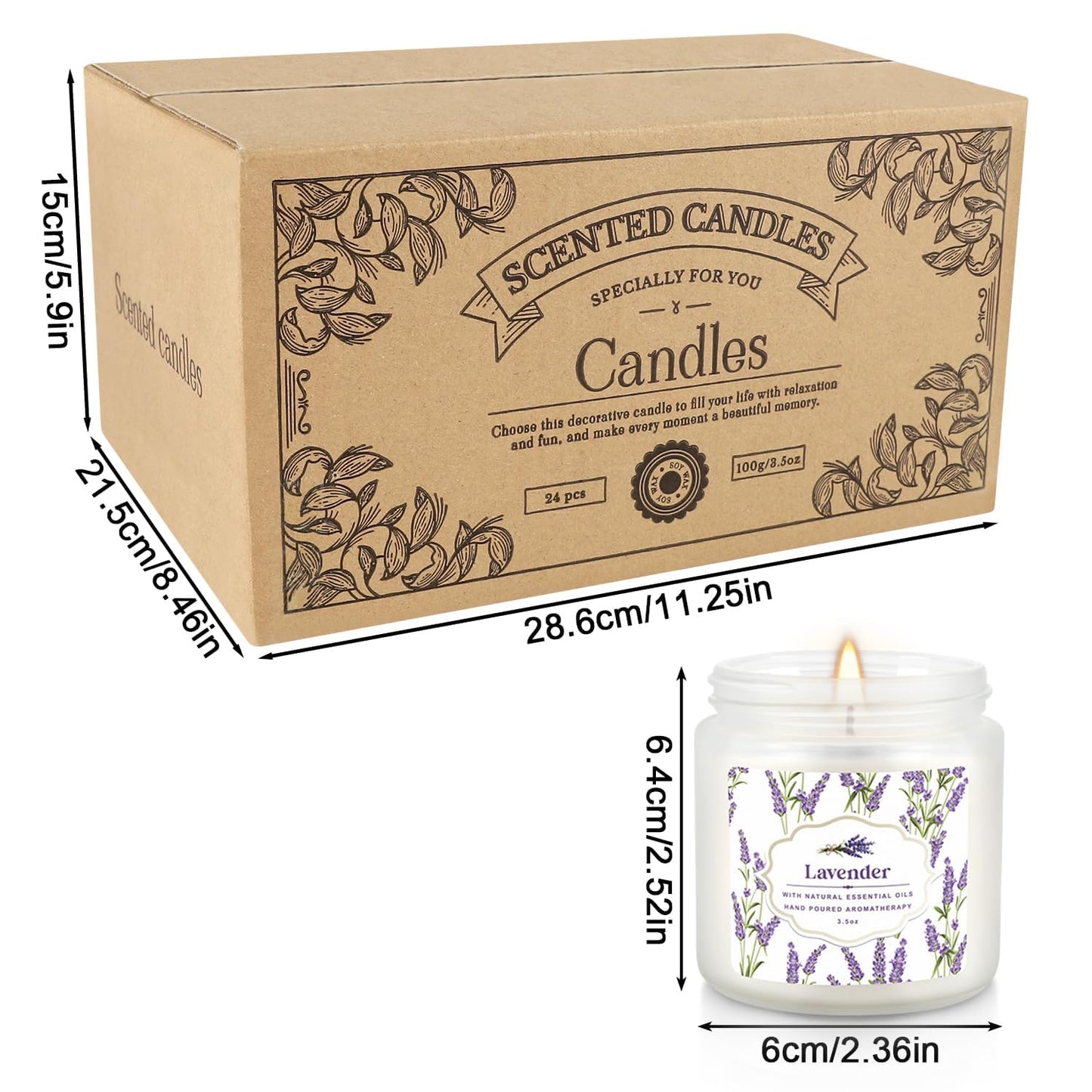 24 Pack Candles for Home Scented Aromatherapy Candles Gifts Set for Women, Natural Soy Wax Candle, 3.5 oz Long Lasting Candles, Birthday, Valentine, Christmas, Anniversary Present