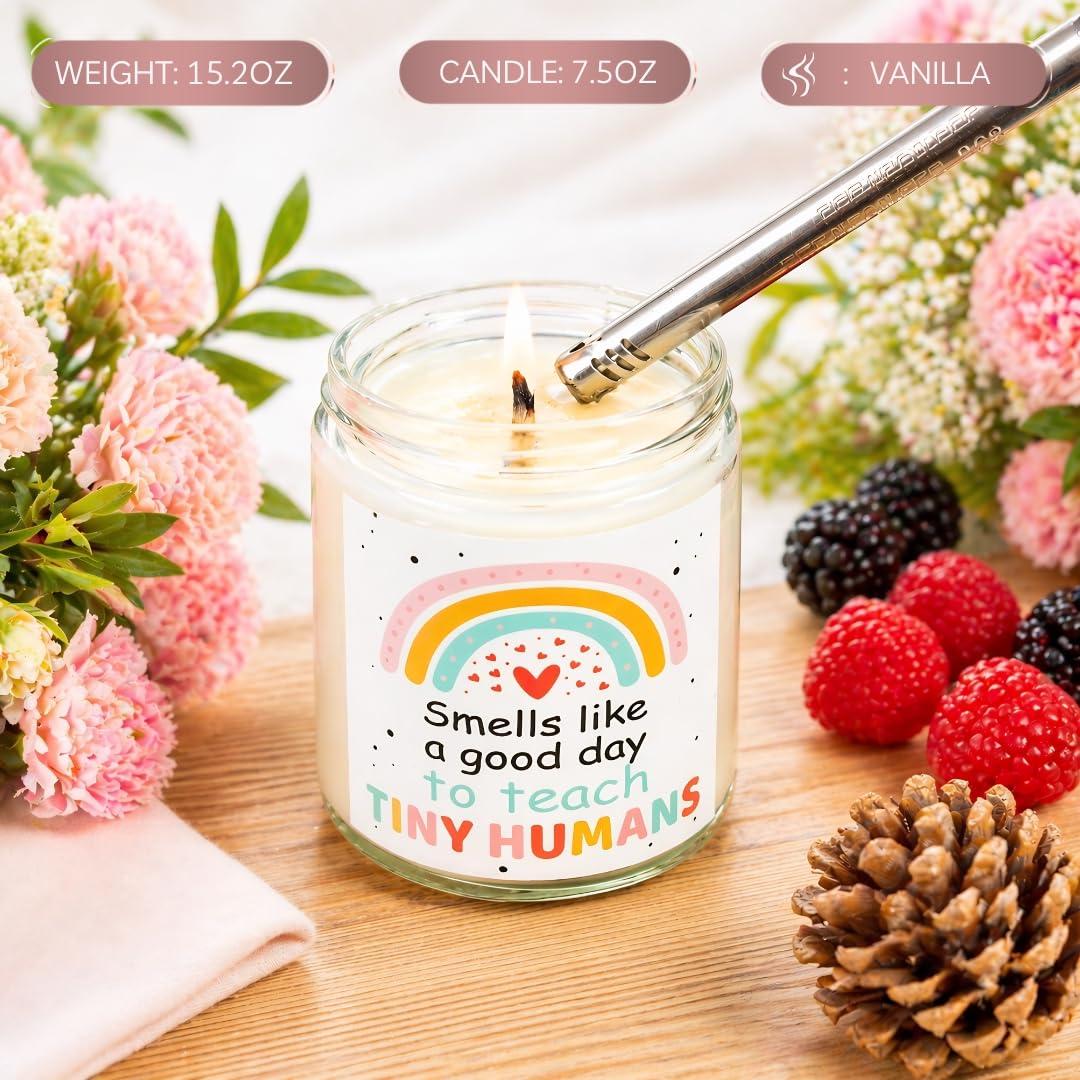 Kindergarten Teacher Gifts, Thoughtful Kindergarten Teacher Appreciation Gifts, Vanilla Soy Candle, Relaxing Preschool Teachers and Elementary Teachers Thank You Gift for End‑of‑Year Teacher Week