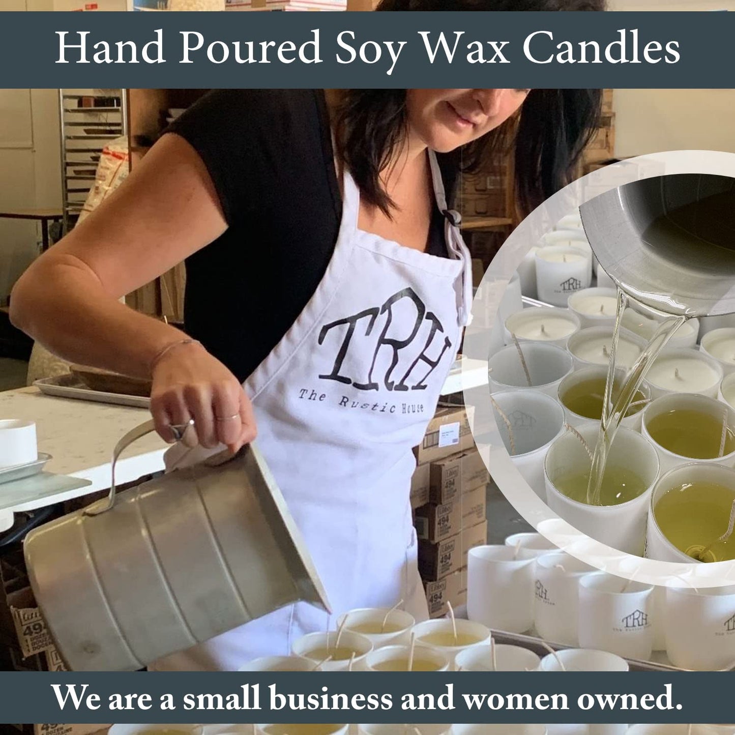 The Rustic House, Soy Candle, Milk + Honey - Long Burning, Non-Toxic, Wood Lid, Aesthetic Glass Jar