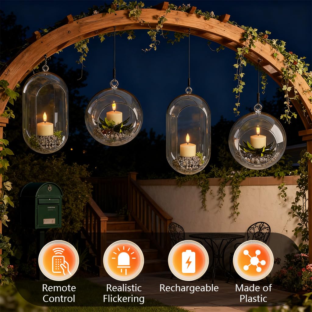 Ntewidbroansa Flameless Rechargeable Tea Lights with Remote Timer - LED Electric Candles Realistic Flickering for Valentines Decoration&Home Decor, Wedding Table, 6-Pack (Φ 1-1/2''×H 2'')