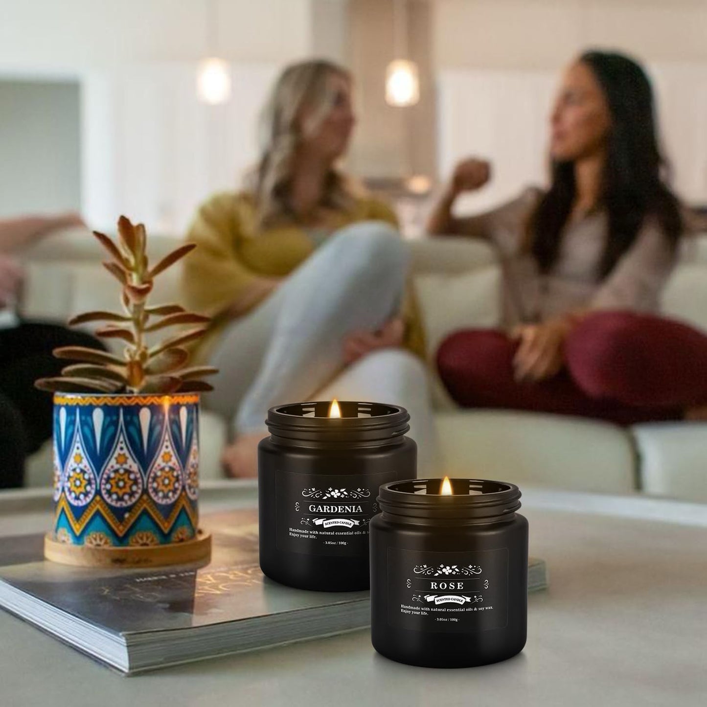 Howemon Scented Candle Set 12 Pack,Black, Candle for Home Scented, Odor Eliminating, Stress Relief, Long Lasting Soy Wax Gift Set