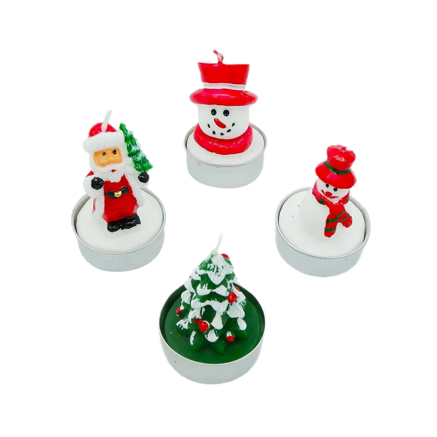 KCVC 12 Pcs Unscented Tealight Candles Set B for Christmas Decoration Santa Claus, Snowman, Pine Cones, Christmas Tree, Shoes, House, Santa Hat Candles, Christmas Interior Home Decor