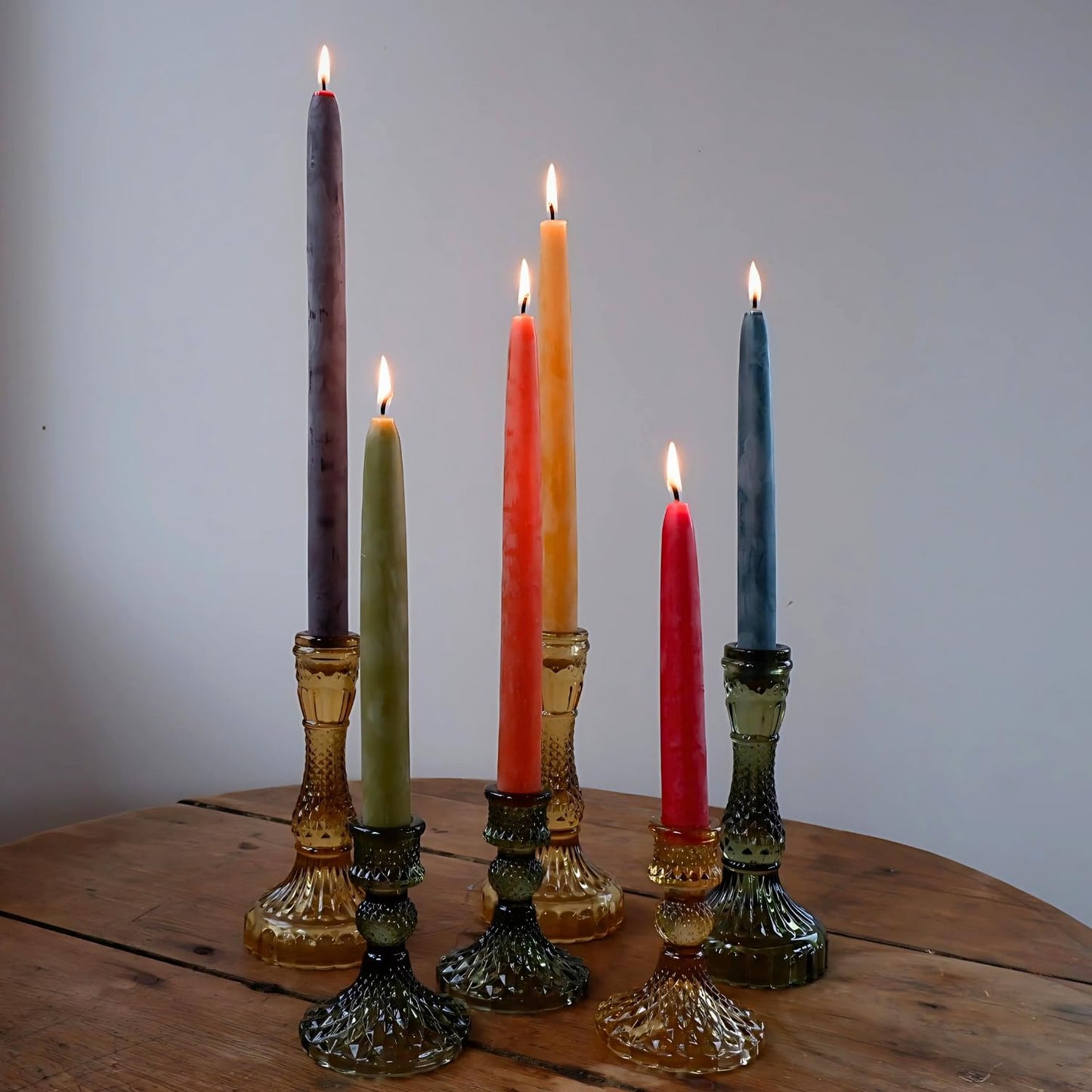 Candlestock Beeswax Taper Candles – Standard 7/8" Diameter, Pure 100% Natural USA Beeswax, Cotton Wick, Dripless, Long-Burning, Handmade in Woodstock, NY- 10 Inches - 2 Pairs (4 Candles) - Sage