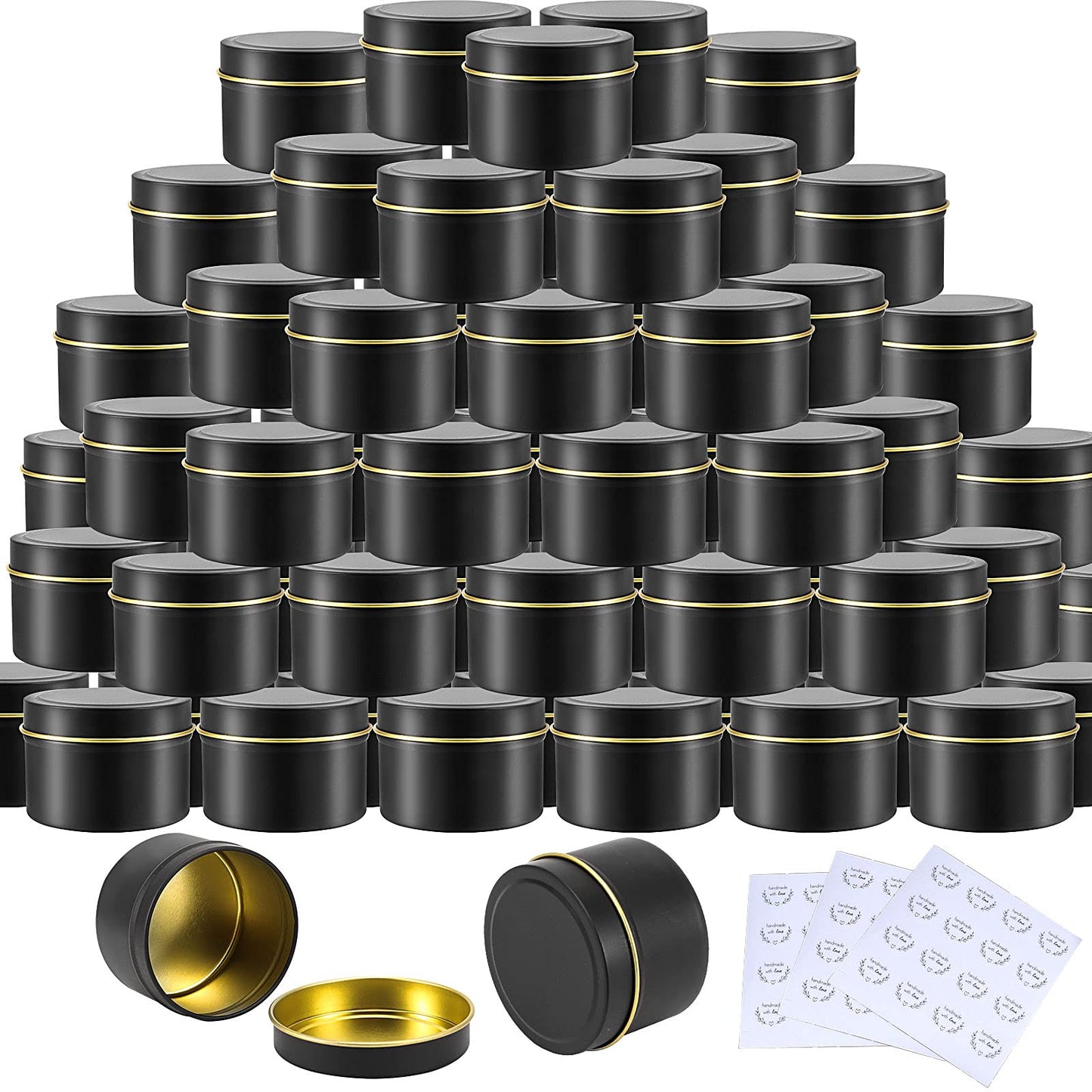 MUKLEI 24 Pieces 8 Oz Candle Tins Black Candle Tin Cans with Lids, Empty Candle Container Candle Jar, Metal Round Containers for DIY Candle Making, Arts & Crafts, Storage and Holiday Gifts