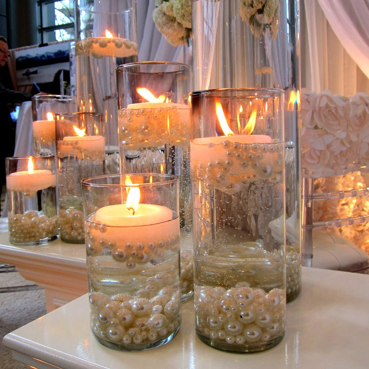 Set of 12 3 Inch White Floating Candles Large Unscented Dripless Water Wax Pool Candles for Vases, Centerpieces at Wedding, Party, Holiday- 10 Hour Burning
