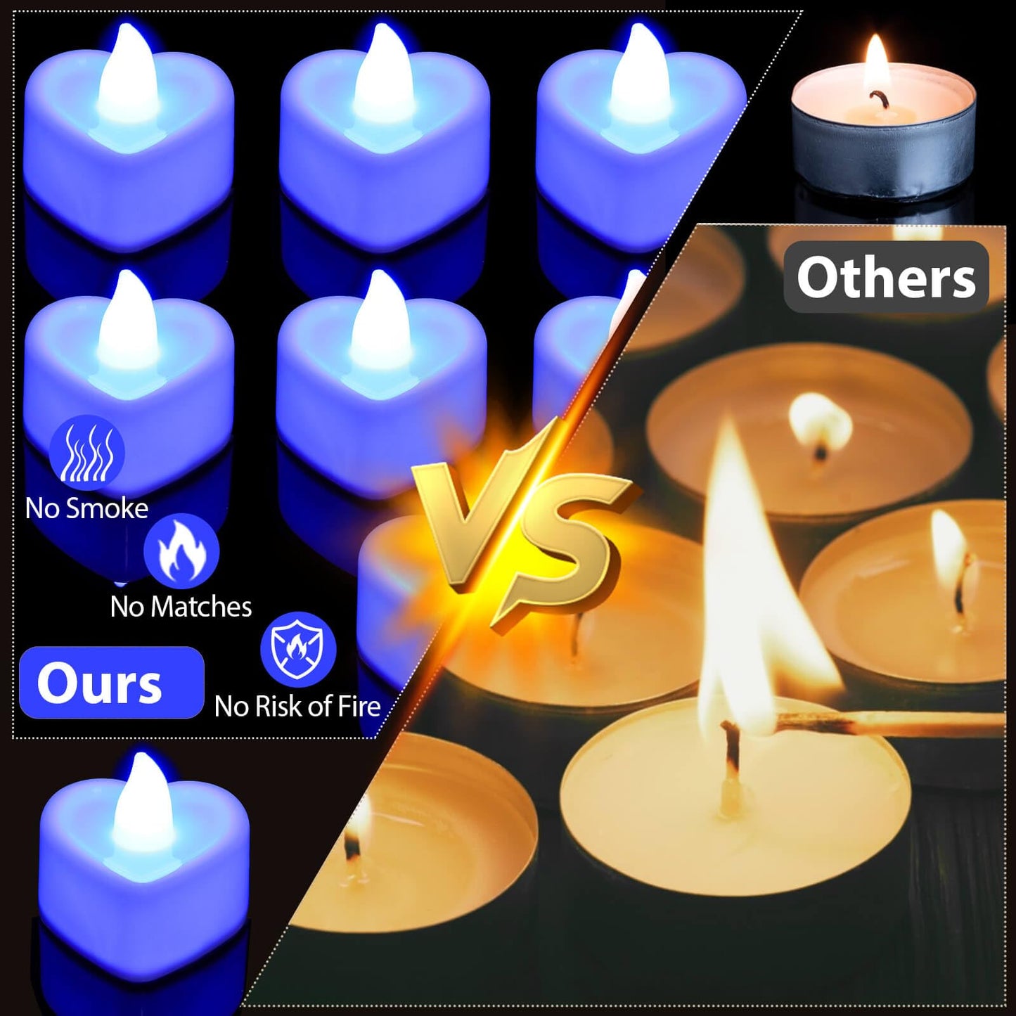 Caffox 3000Pcs Rose Petals with 36Pcs LED Tea Lights Candles, Rose Petals and Candles Set for Romantic Night, Romantic Decorations for Special Night, Valentine's Day, Wedding, Anniversary(Blue)