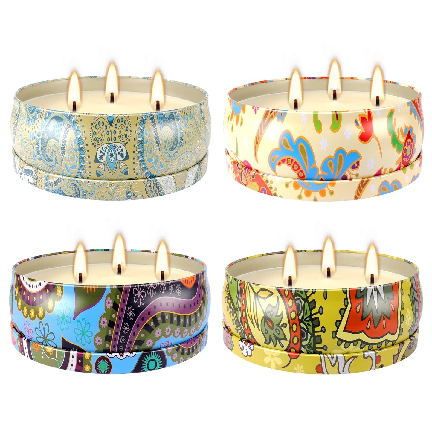 Set of 4 Triple Wick Citronella Candles Perfect for Yards, Gardens, Balconies and Camping, Indoor & Outdoor Scented Candles Bulk…
