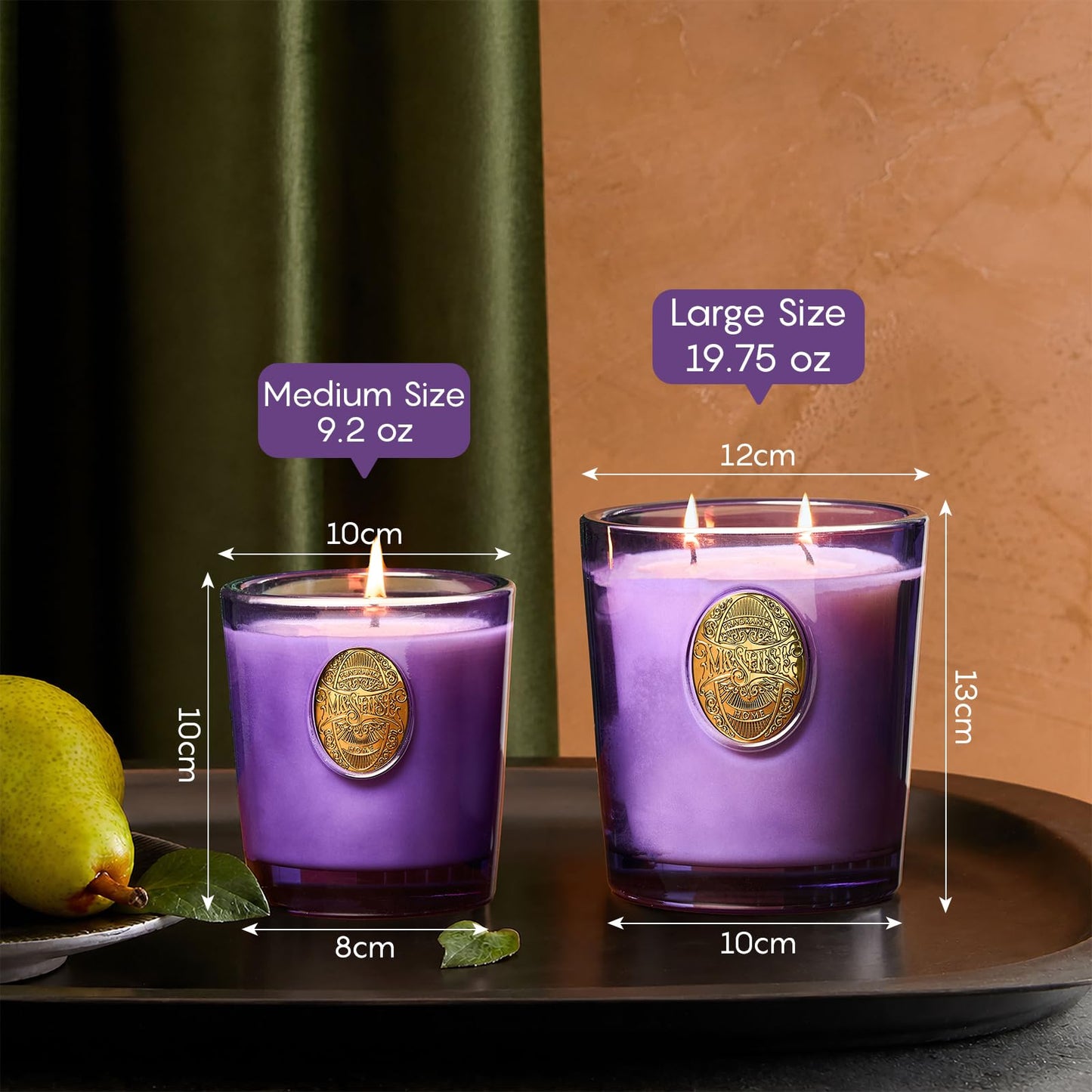 M&SENSE Natural Soy Candle | Lavender Citrus & Purple | 9.2 oz, 50H Burn Time | Luxury Scented Candle for Relaxation, Gifting, Home Décor | Ideal for Bedroom, Office, Party Ambiance