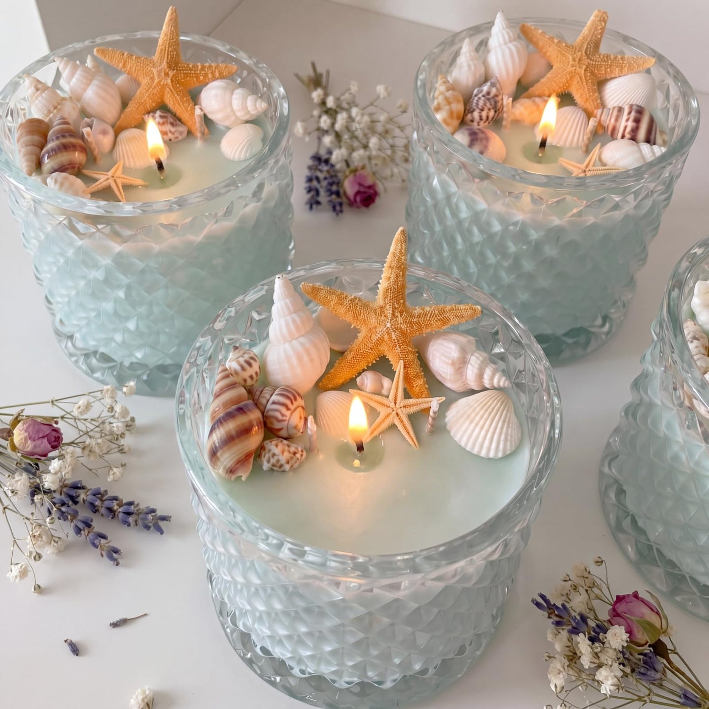 Heigble 6.6 lb Gel Wax for Candle Making Candle Making Kit with Seashells Starfish Pebble Wick Stickers and Liquid Dye and Wooden Wick Device DIY Clear Jelly Make Candles DIY Supplies for Party