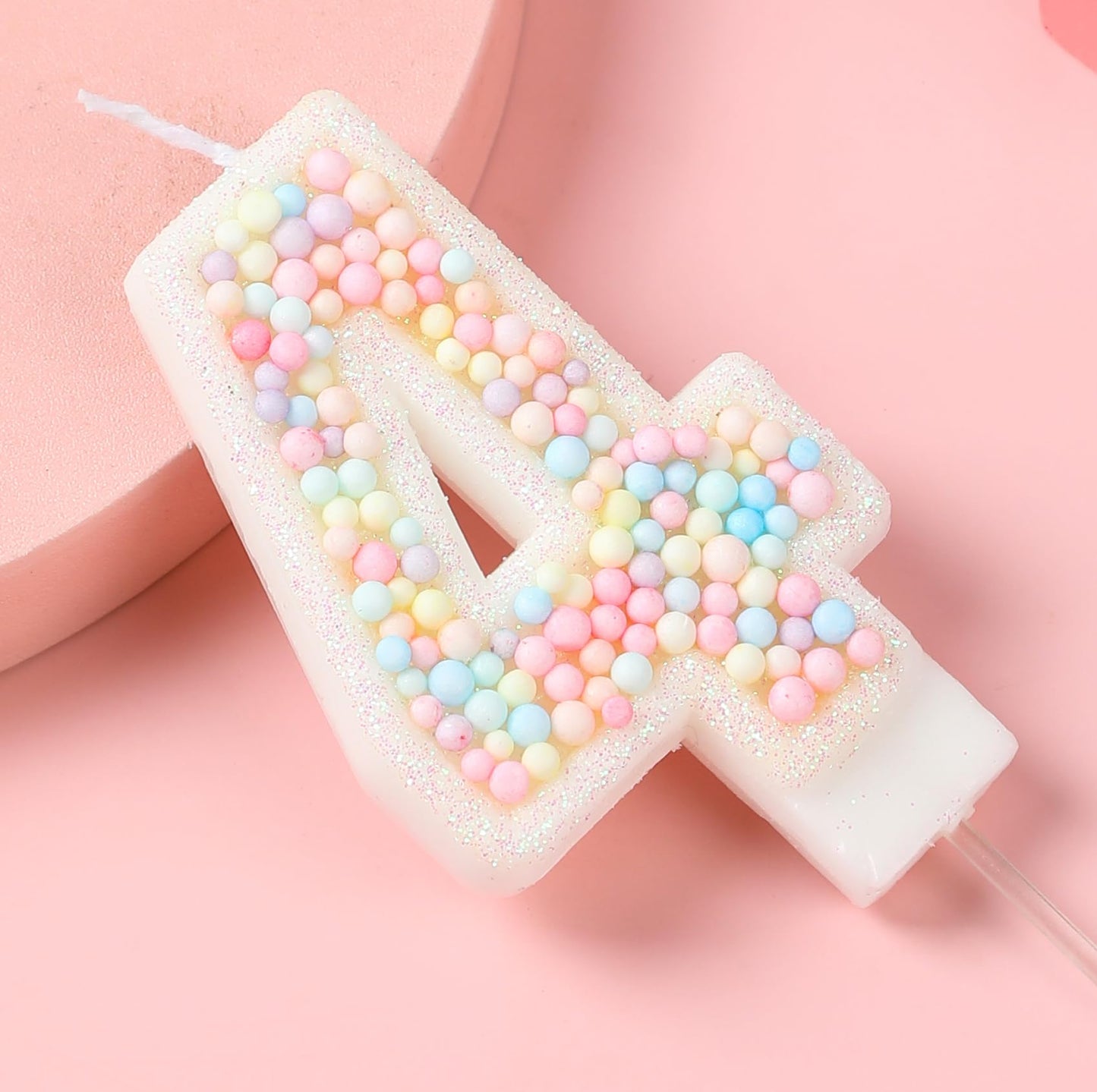 EAKE 14th Birthday Candle Macaron Glitter 3D Pastel Number 14 Candles for Birthday Cakes Girl Women Sweet Theme Birthday Wedding Anniversary Party Cake Decoration