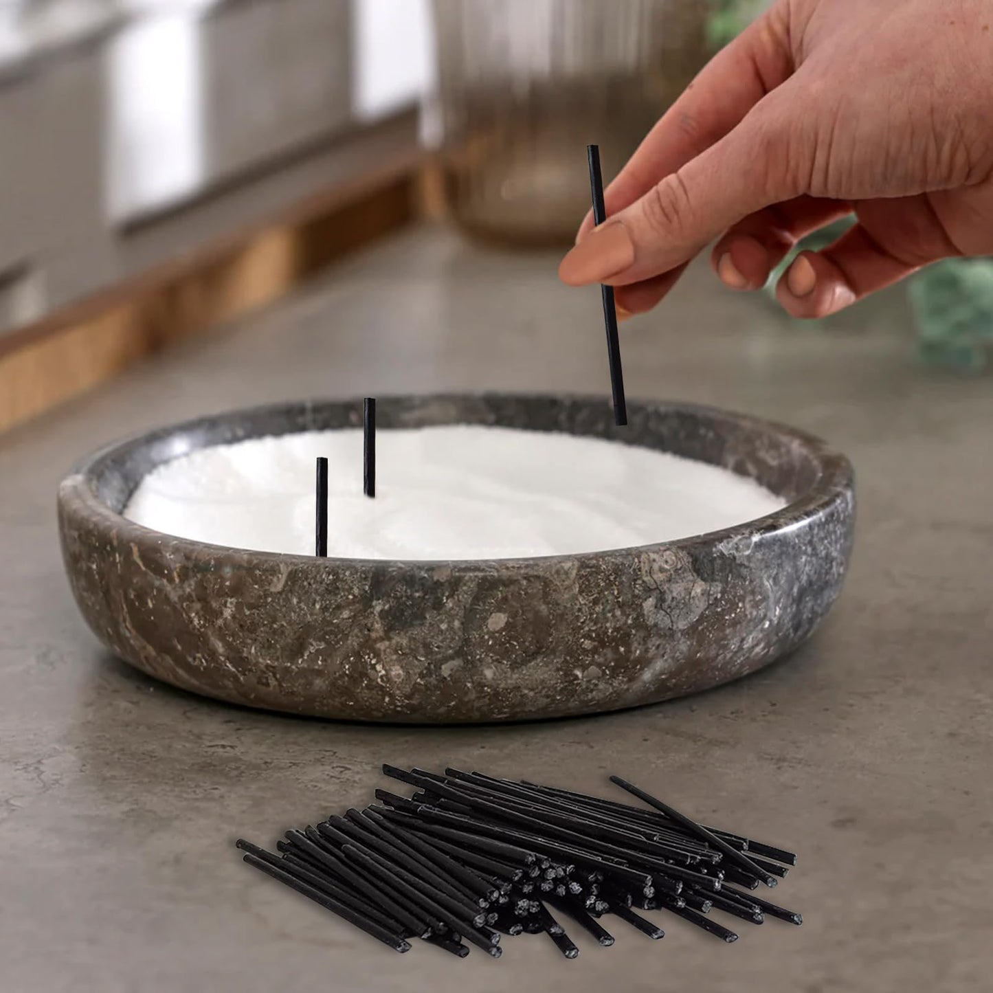 Pearled Candle Cotton Wicks 100-Pack for Sand Candles Making - 2Inch Metal-Free and Lead-Free Refill Sand Wax Wick for Candle Making DIY (Black)
