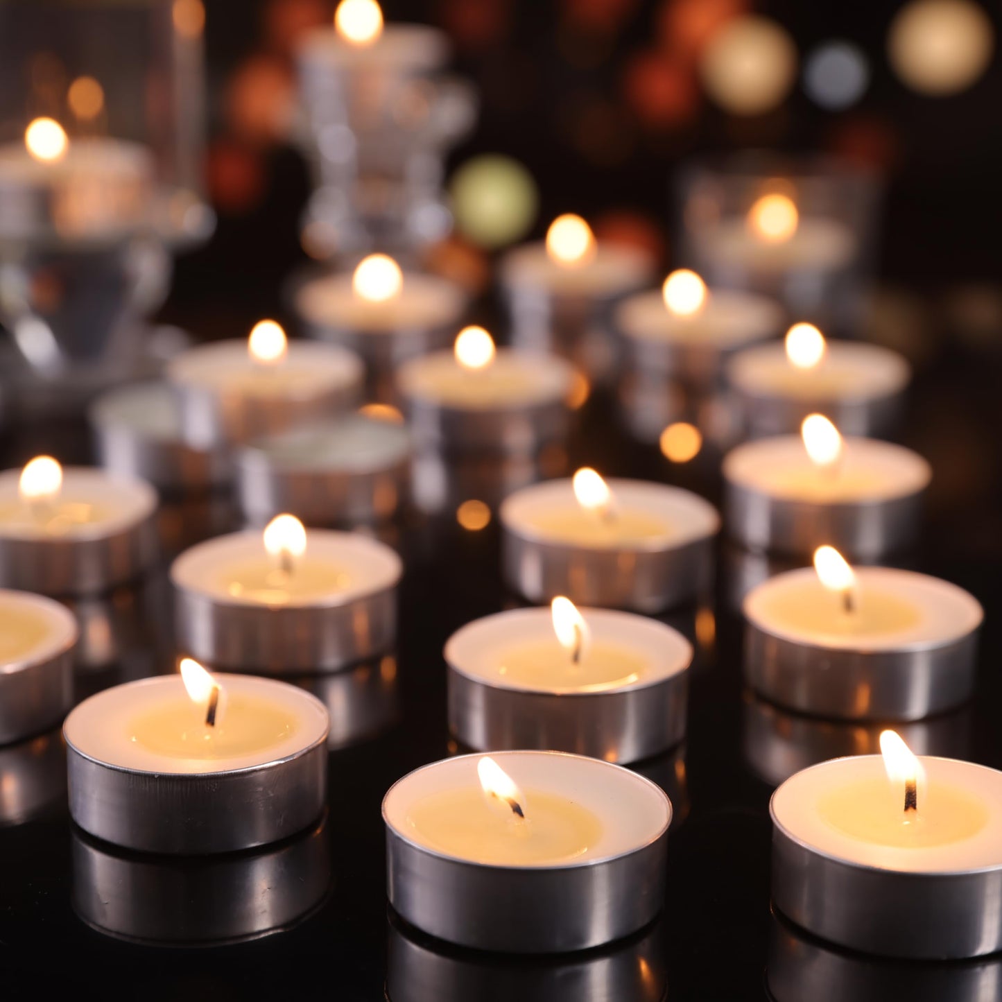 Soy Tea Lights Candles 50 Pack, 4 Hours Tealights Candles Bulk Unscented Small Tea Candles - 100% Natural Soy | Long Burning | Smokeless for Emergency, Dinner, Home