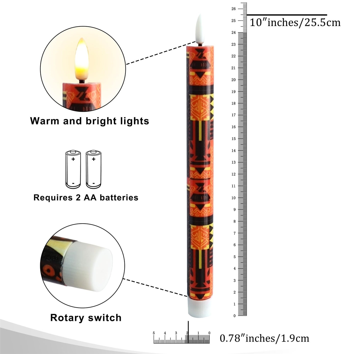 Gedengni African LED Candles Flameless Candlesticks-6pcs Timer Traditional Tribal Battery Operated Candle Remote Floral LED Taper Candles Lights for Home Wedding Party Dinner Windows Decor-P6AFRI