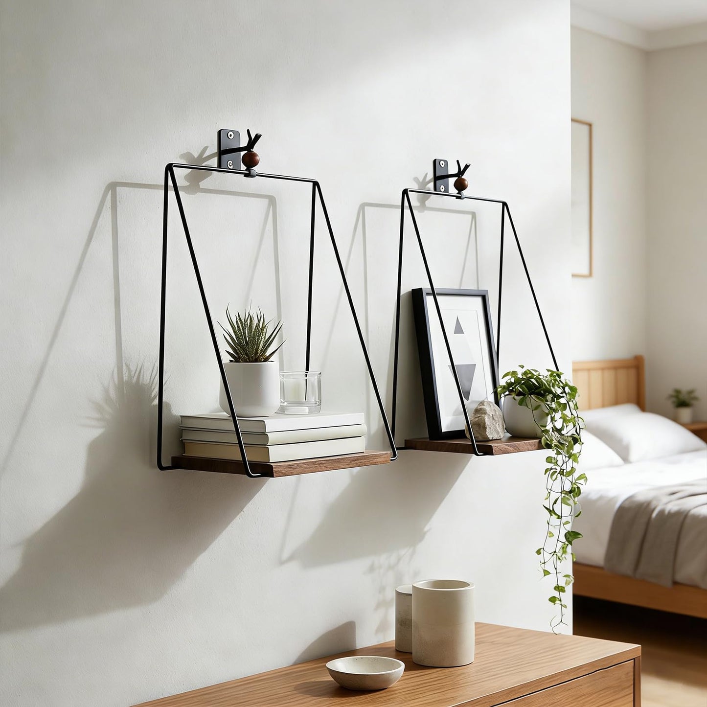 ZEXUIRU 2 Set Metal Wall Candle Sconce for Living Room Bedroom Dining Room Bathroom Decorative Iron Candle Holders Farmhouse Wall-Mounted Metal Sconces Holder - Black 11.8in