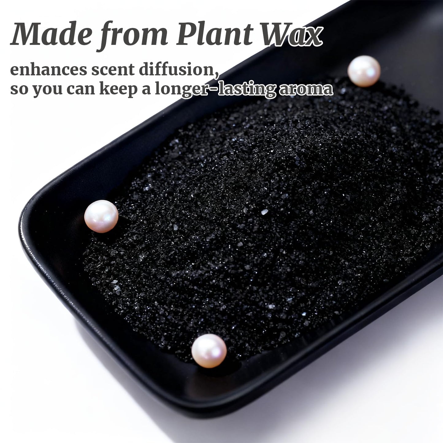 Pearled Sand Candles with Wicks 18 Oz-Refillable Sandalwood&Jasmine Scented Natural Pearled Candle Sand Wax Pearl Candle Powder Beads-Non Toxic Luxury Long Lasting 120 Hours Candles Making Kit Black
