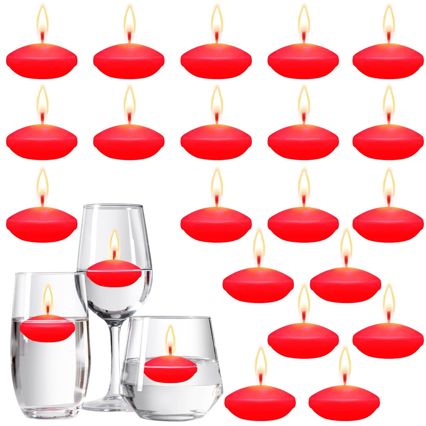 Nuanchu 20 Pcs Red Floating Candles Centerpieces for Wedding Small Unscented Floating Candles Decoration for Valentine's Day Party Wedding Anniversary Holiday Party Gifts Home Pool Decor