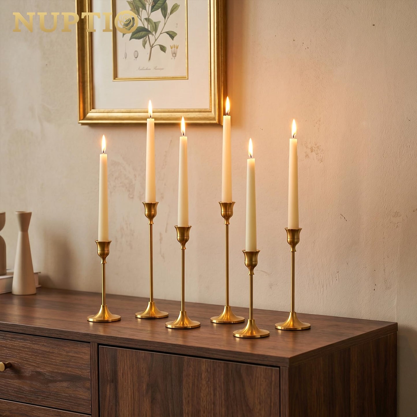 Nuptio Candlestick Candle Holders 30 Pcs Candle Stick Holder Gold Taper Candle Holder Candle Stand for Wedding Party Thanksgiving Halloween Birthday Mantel Baby Shower Table Centerpieces Decor