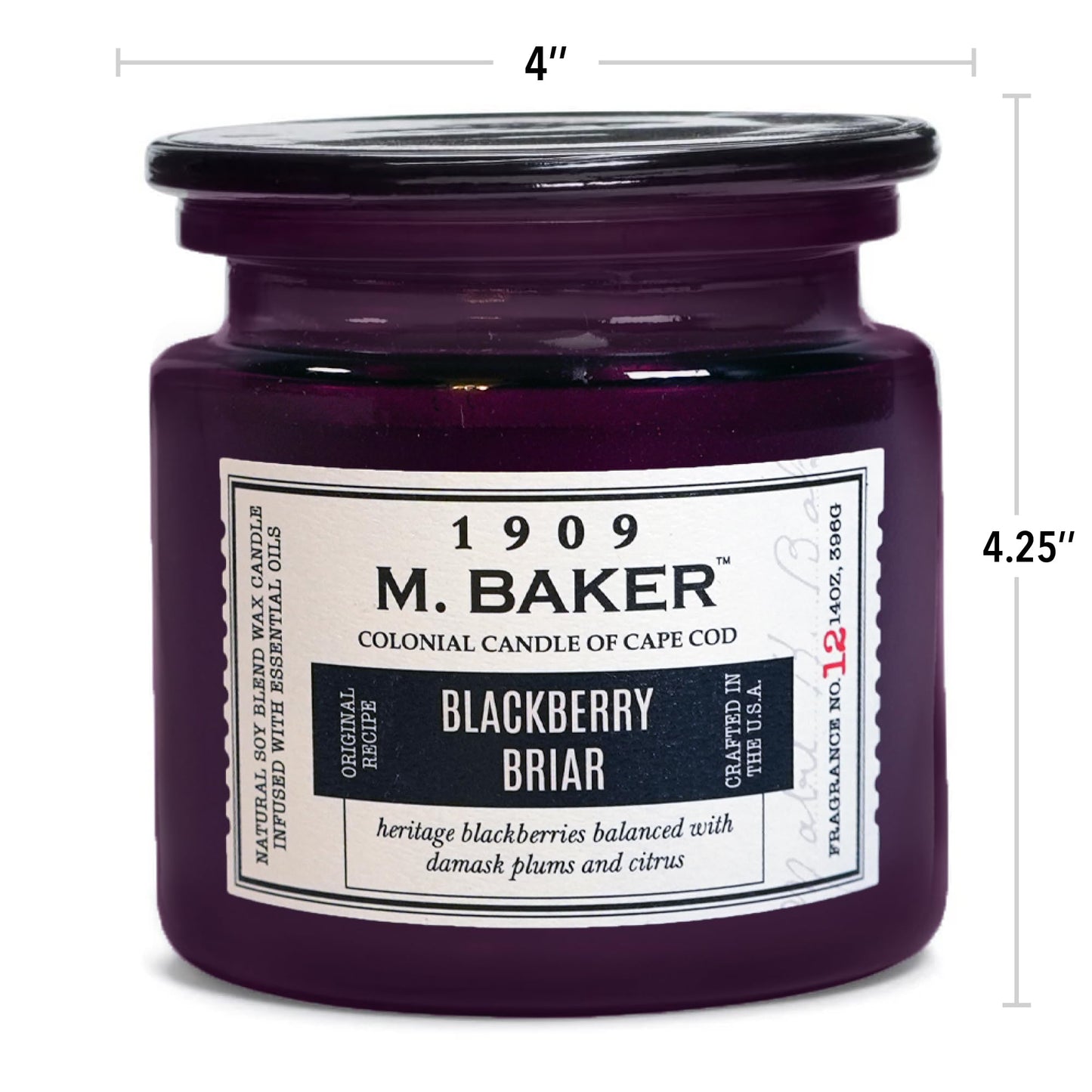 Colonial Candle BlackBerry Briar Scented Candle, 2-Wick Natural Soy Blend Wax Candle Infused with Essential Oils, 14 oz Apothecary Glass Jar Candle - Made in The USA