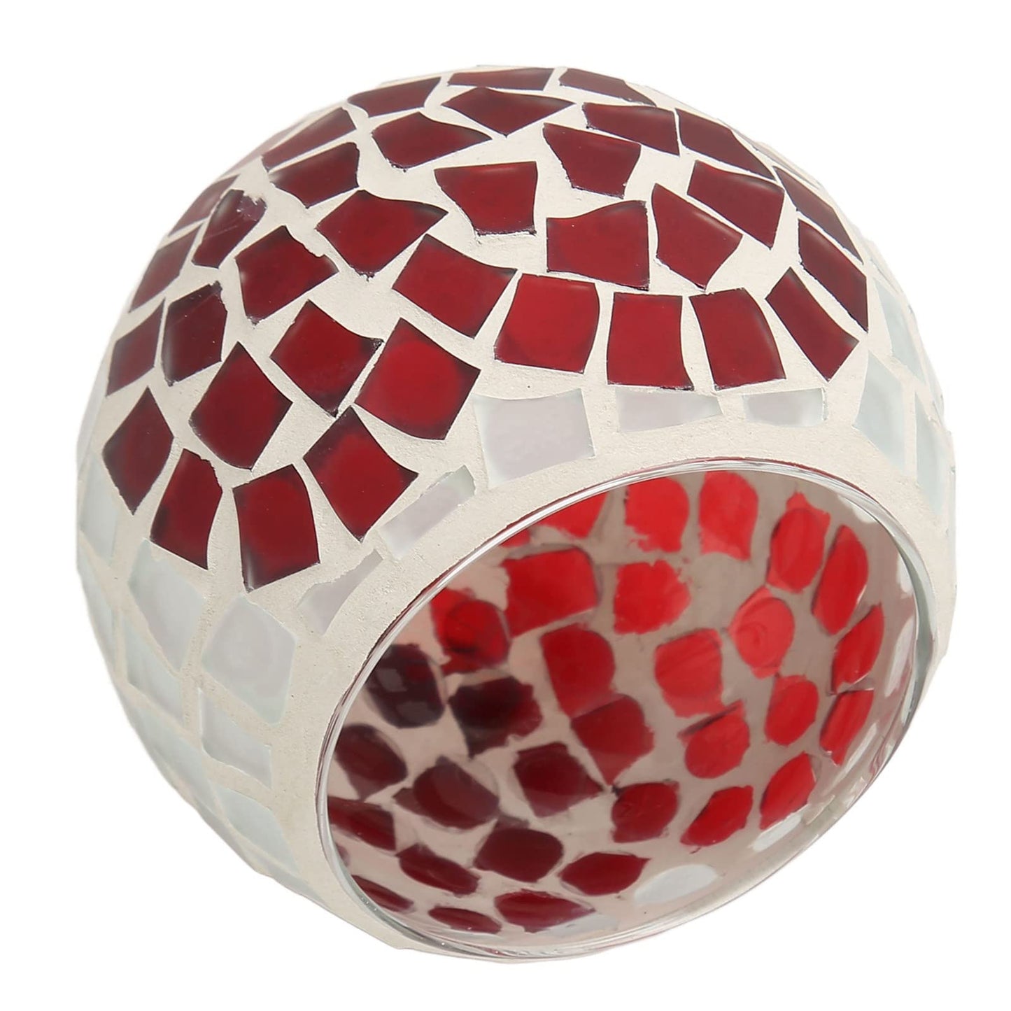 Haofy Mosaic Candle Holder Handcrafted Glass Heart Pattern 4x4 Inch for 3 Inch Pillar Candle, Stained Glass Holder with Sparkling Light Reflection for Living Room Wedding