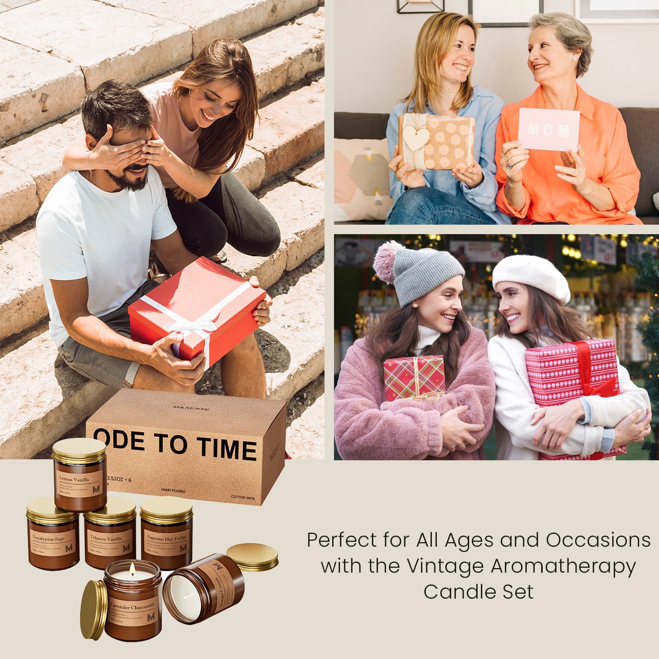 M&SENSE 6 Pack Candle Gift Set, Aromatherapy Scented Candle for Home Fragrance, Natural Soy Wax Candles for Stress Relief, Yoga, Long Lasting Small Jar Candle Gift Set for Birthday Housewarming