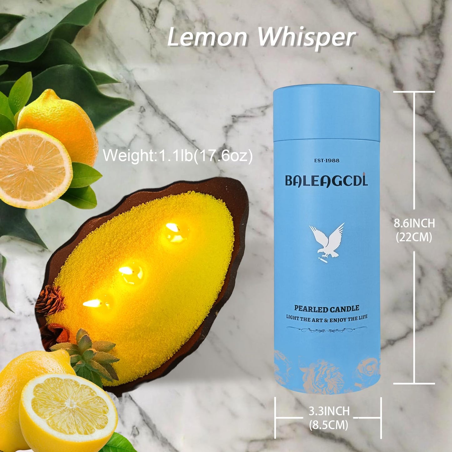 Pearled Candles with 30 Wicks - 18 Oz YUKCAXDLS Lemon Whisper Scented DIY Pearleds Wax Refillable for Making Lasts up to 100+ Hours of Steady Burn Smokeless - Yellow