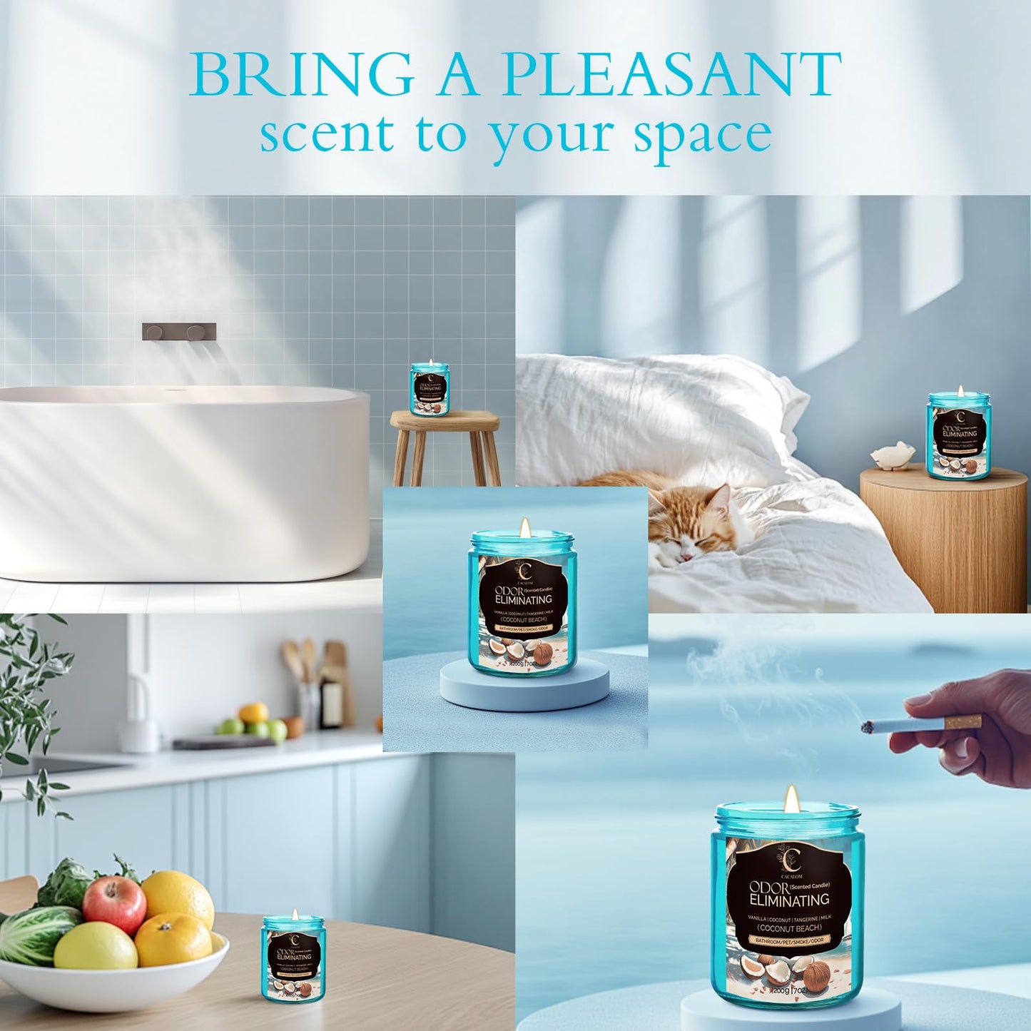 Coconut Odor Eliminating Candles, Pet Scented Candles for Home, Single Wick Soy Candle Gifts for Women, Men, Ideal for Creating Relaxing Atmosphere, Over 50 Hours of Burn Time