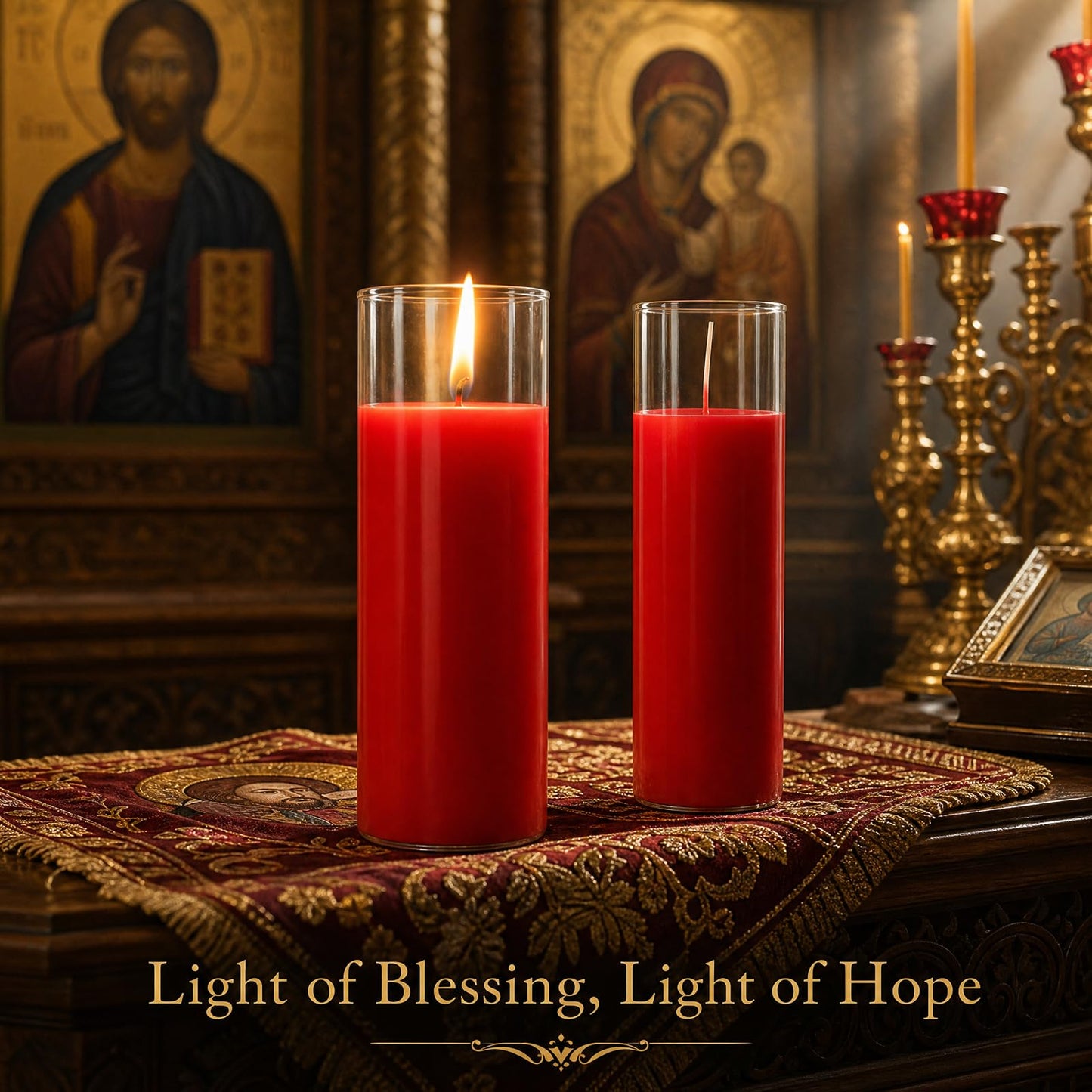 chaoxinge 2.24x7 inch Red Devotional Candles in Glass Jar - 1 Piece - 120 Hours – Prayer Candle - Tall Pillar Candles for Religious, Memorials, Party Decor