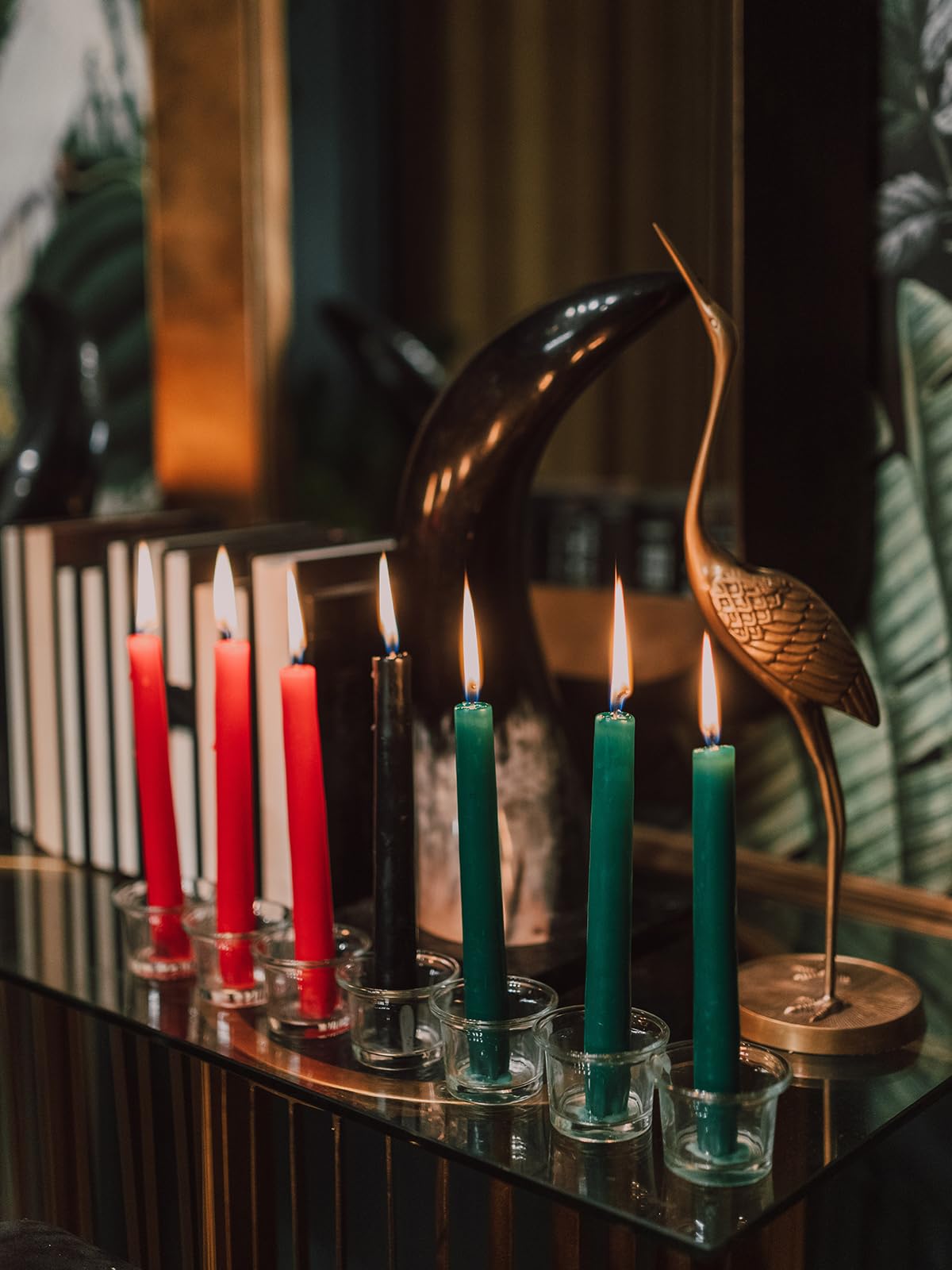 Topsics Kwanzaa Taper Candles Set of 7, 3 Red, 3 Green, 1 Black - 10 Inch Dripless Tall Candle Premium Quality Candles -Mishumaa Saba Candle