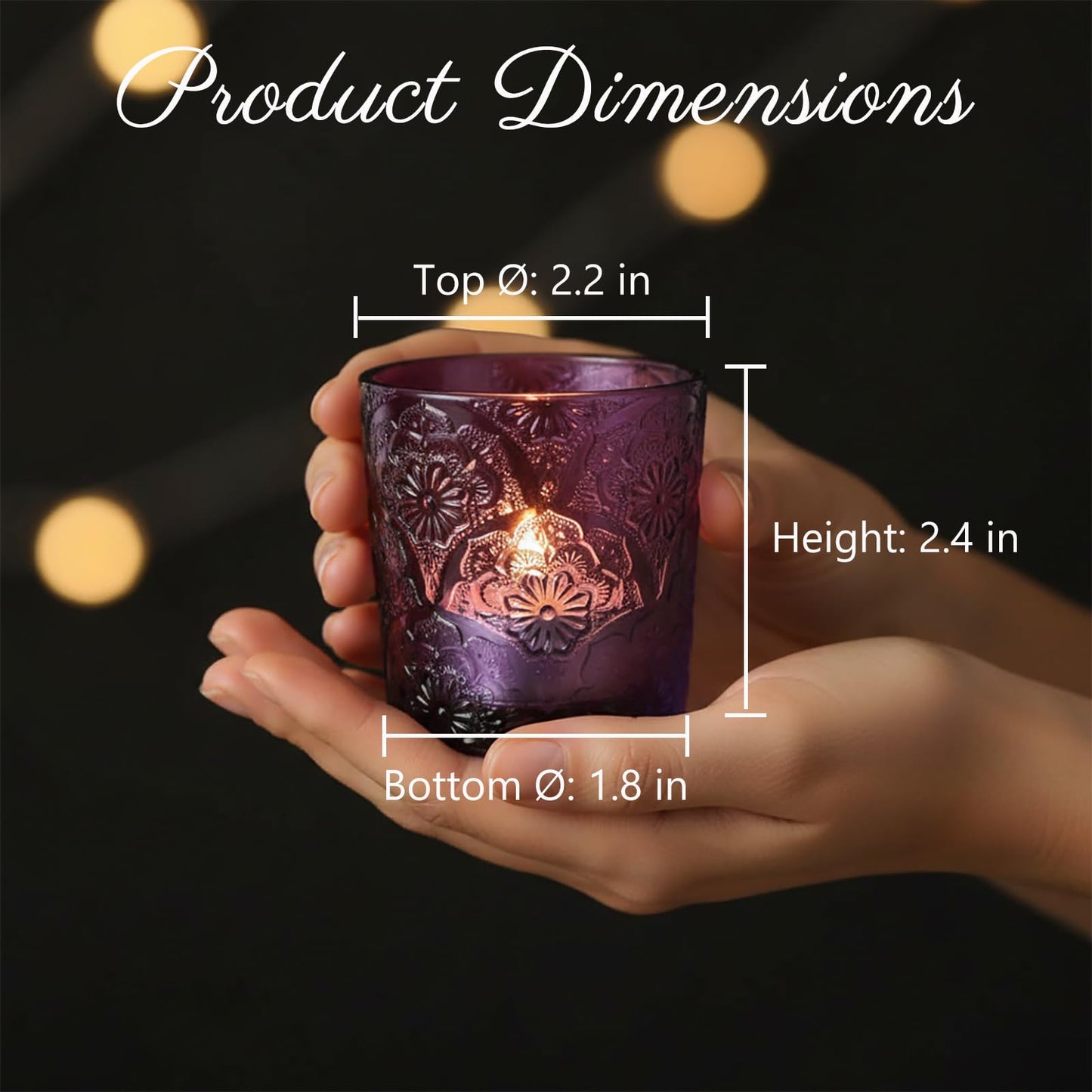12 Pack Mandala Embossed Glass Candle Holders – Votive Tealight Holders with Patent Design, Decorative Embossed Glass Cups for Wedding Centerpieces, Parties, and Home Décor (Crystal Clear)