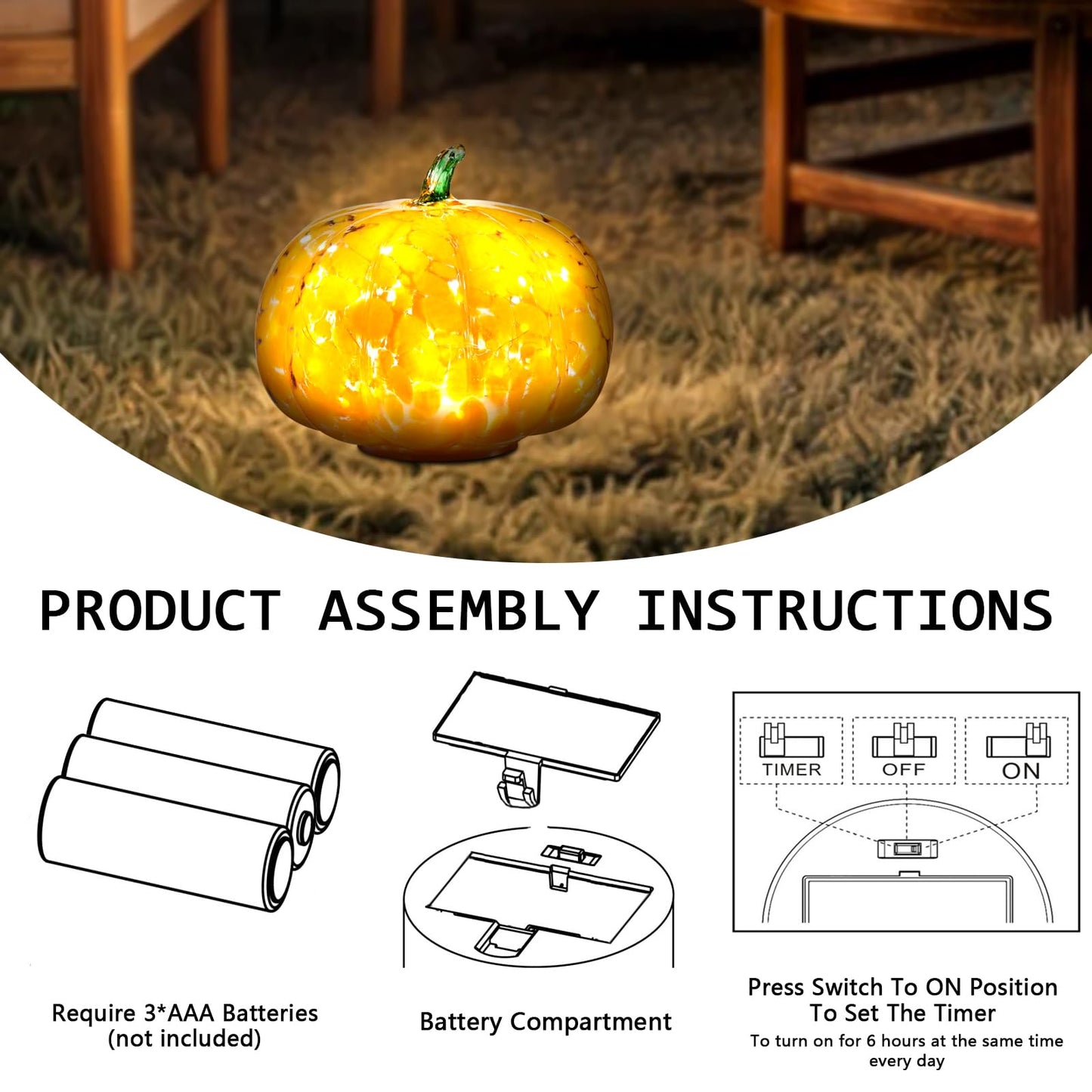 Naboher Handcrafted Glass Pumpkin with Warm LED Lights - Halloween & Thanksgiving Decor, Gift-Worthy Fall Home Decoration, 5.9-Inch Light-Up Tabletop Centerpiece (Green Leaf Orange)
