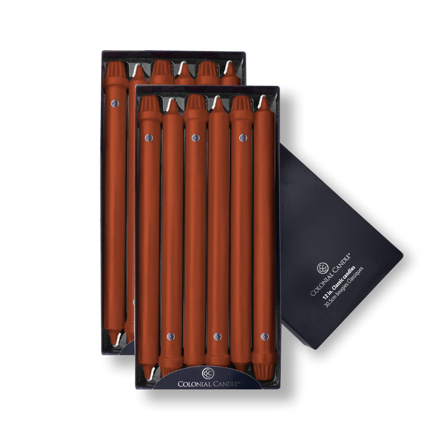 Colonial Candle Unscented Taper Candle, Classic Collection, Amber, 12 in, Pack of 12 - Up to 10 Hours Burn