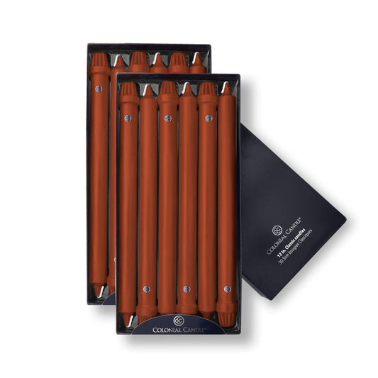 Colonial Candle Unscented Taper Candle, Classic Collection, Amber, 12 in, Pack of 12 - Up to 10 Hours Burn