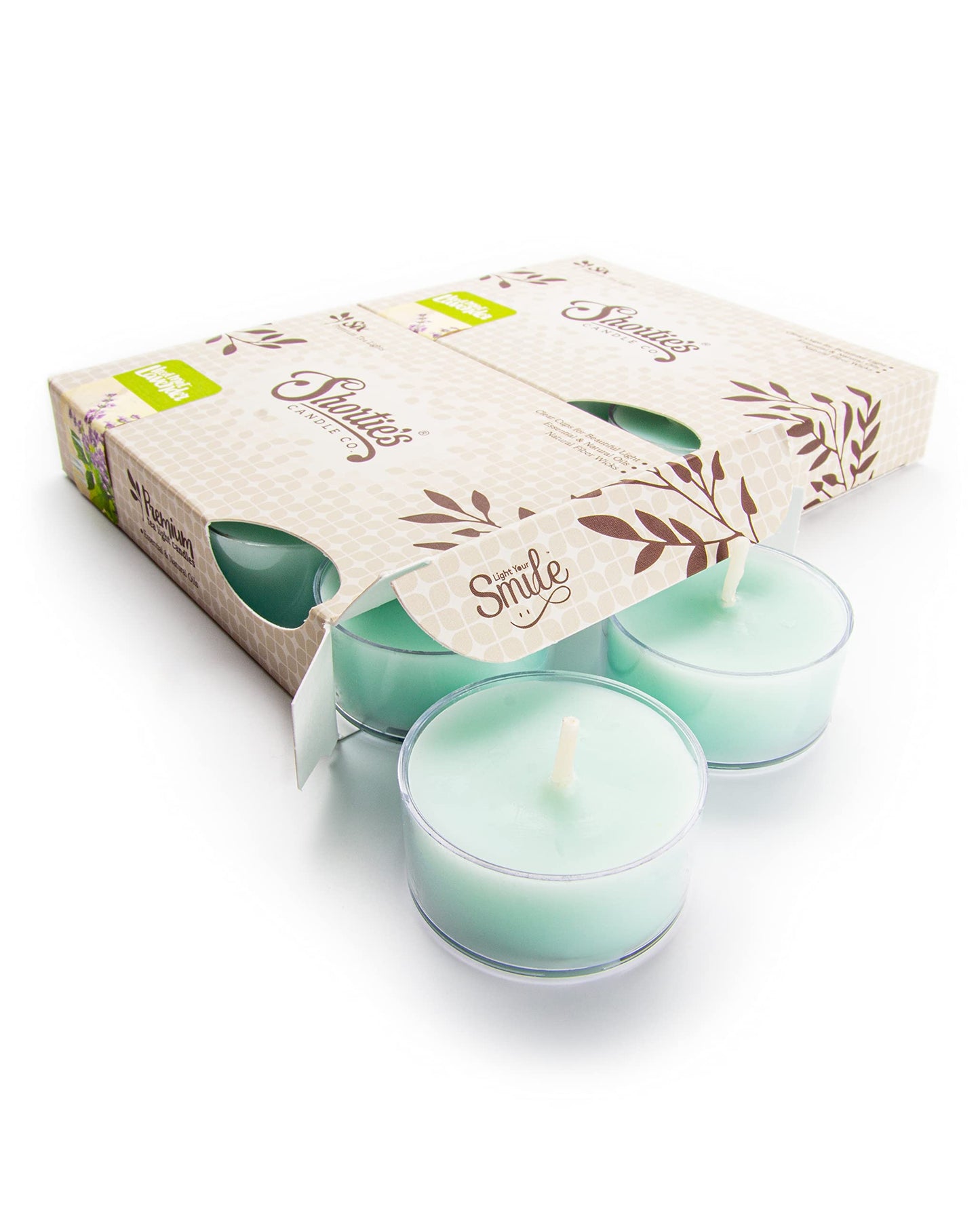 Iced Mint Lavender Premium Tealight Candles Multi Pack - Highly Scented with Essential & Natural Oils - 12 Mint Tea Lights - Beautiful Candlelight - Made in the USA - Fresh & Clean Collection