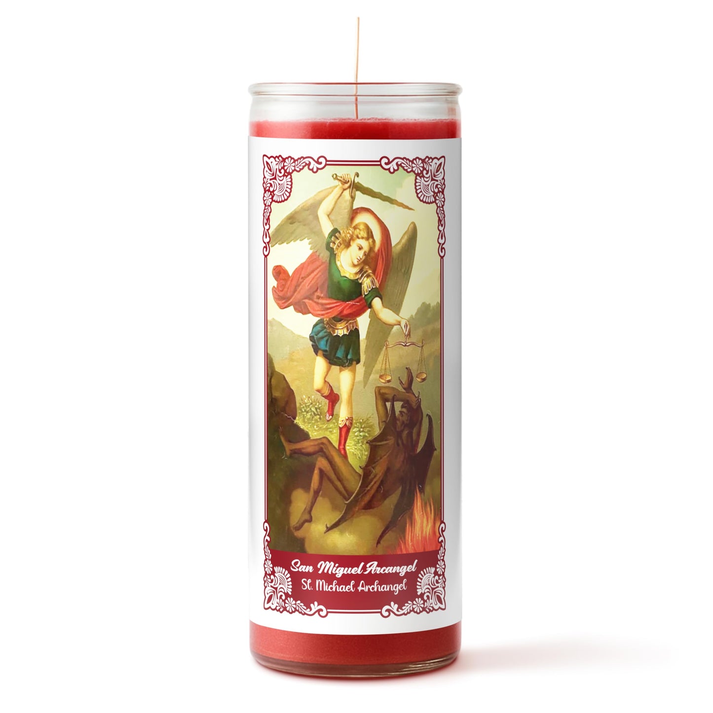 Alumenza Bulk 6 Pack San Miguel Arcangel Candle in Glass Jar 90 Hours – Paraffin Wax, Clean Burning Unscented | Large & Tall Devotional Prayer Pillar Candles for Home, Memorial, Rituals