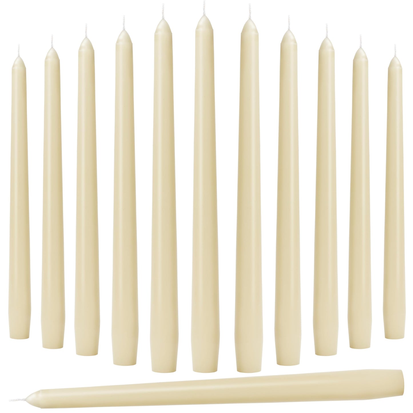 Auralome 10-Inch Ivory Taper Candles - Dripless Smokeless Tapered Candle Cream Unscented Candlesticks Paraffin Wax Long Slow Burning Tall Candle Sticks for Dinner Business Wedding Restaurants 12 Pack