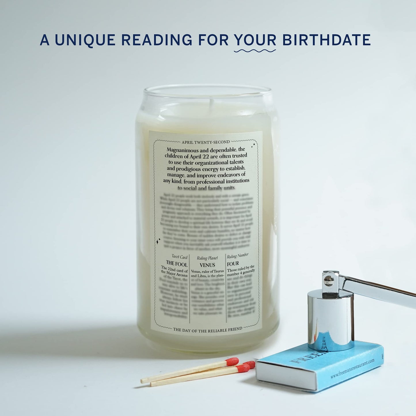 Birthdate Candles, April 22 - Taurus Zodiac Scented Candles Birthday Gift - Cedar, Sandalwood & Eucalyptus Scent - All-Natural Soy & Coconut Wax, 60-80 Hour Burn Time - Made in USA