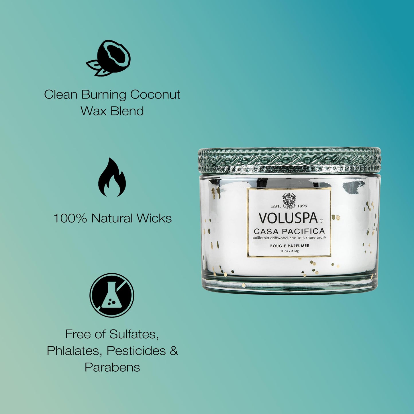 Voluspa Casa Pacifica Corta Maison Boxed Glass Candle,Blue 11 Ounces