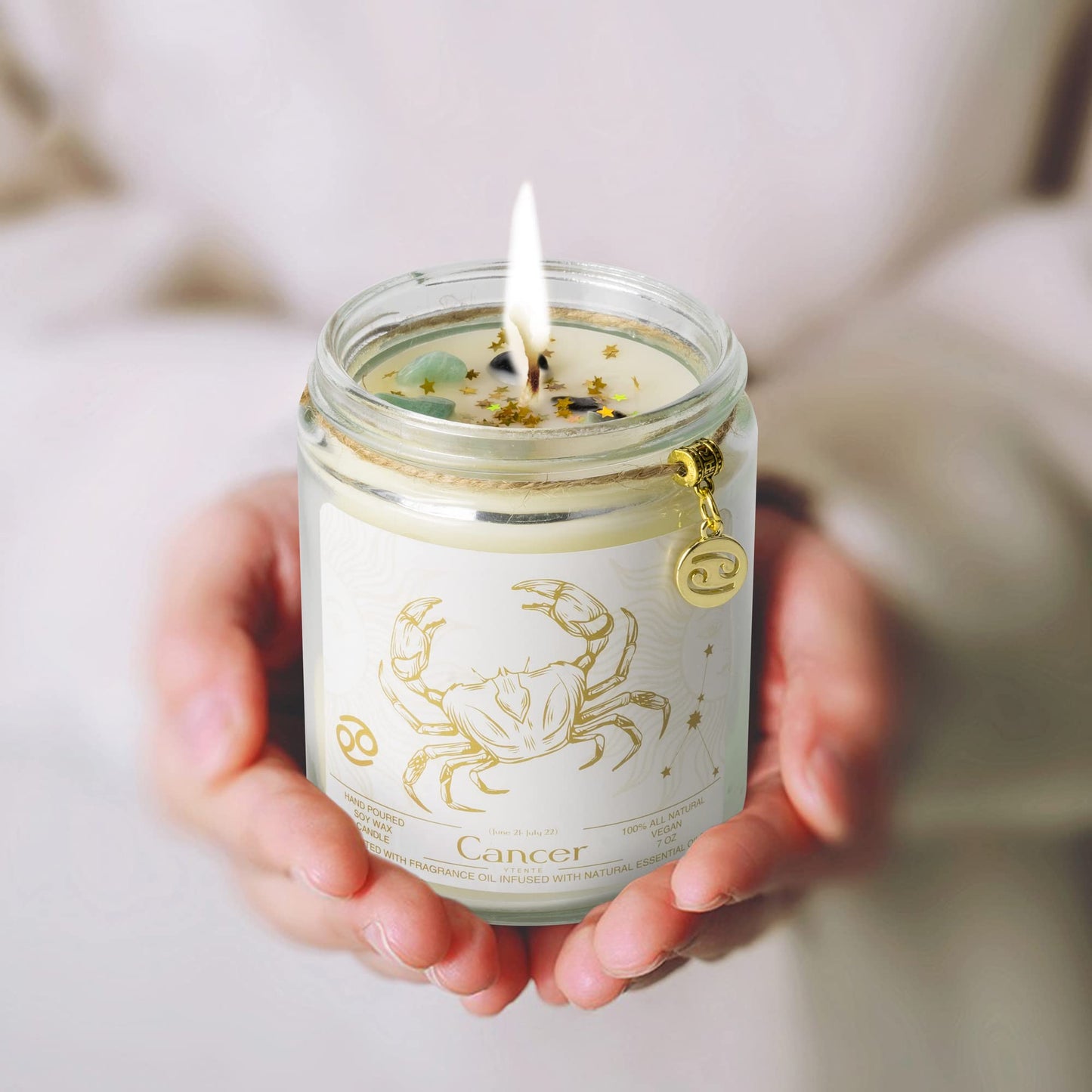 YTENTE Cancer Candles, Cancer Gifts for Women Zodiac Sign Crystals Candles Jar,Astrology Scented Soy Candles for Women Mom Friends Sister Daughter Birthday Mother's Day Gift