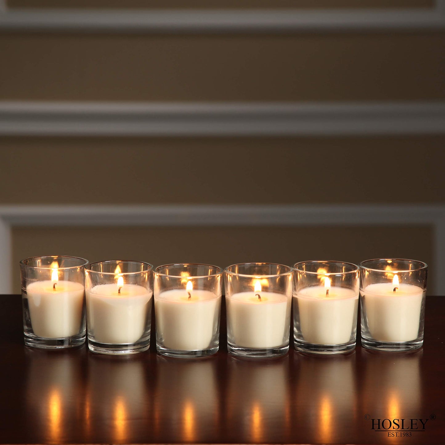 Hosley's Set of 24 Ivory Unscented Glass Filled Votive Candles, Hand Poured Wax Candle Ideal Gifts for Aromatherapy Spa Weddings Birthdays Holidays Party