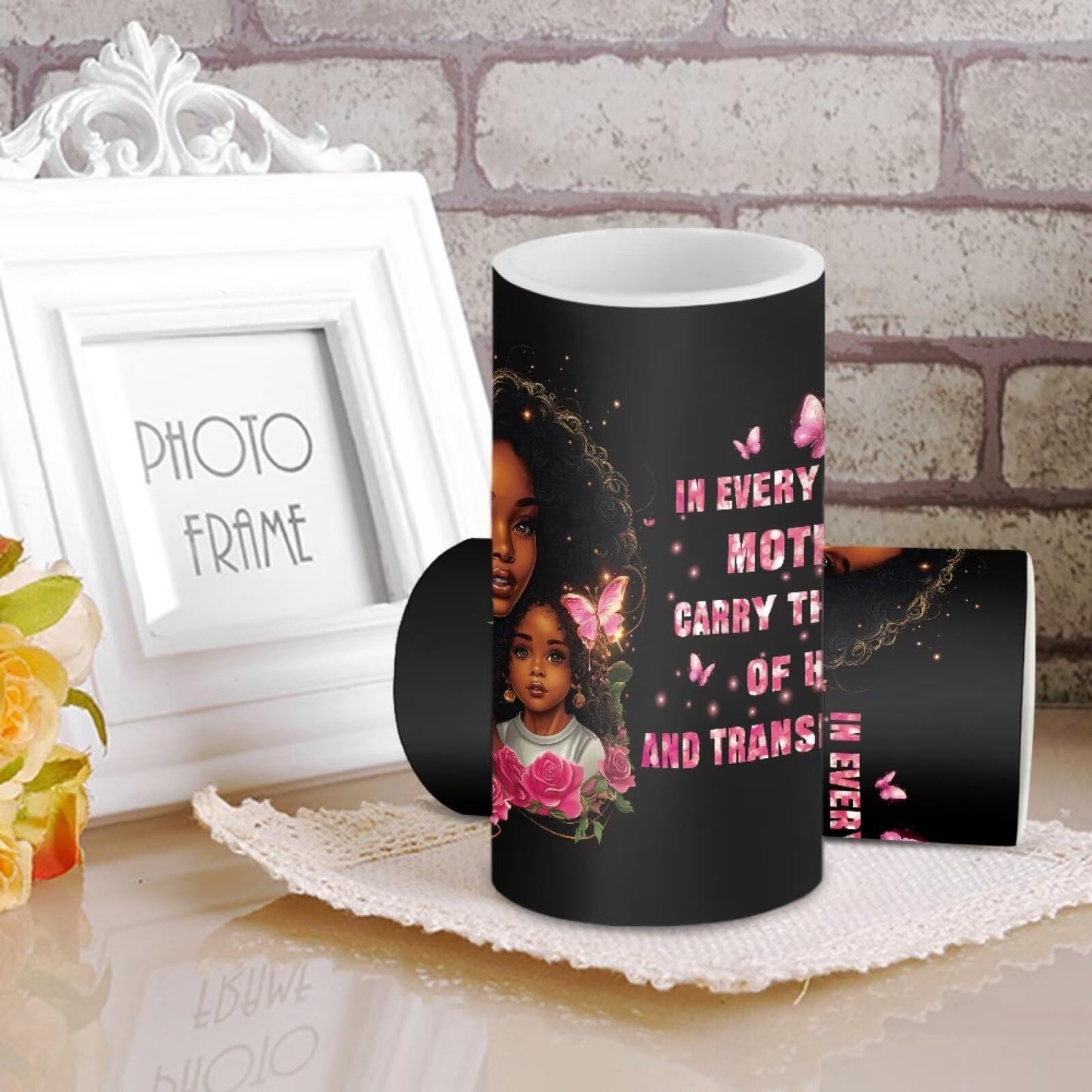 Luarisgur Gift for Mom Battery Powered Candles with Remote and Timer African Mother Daughter Decorations LED Flameless Flickering Candles for Indoor Gifts Holiday Decor Home Party Festival Set of 2