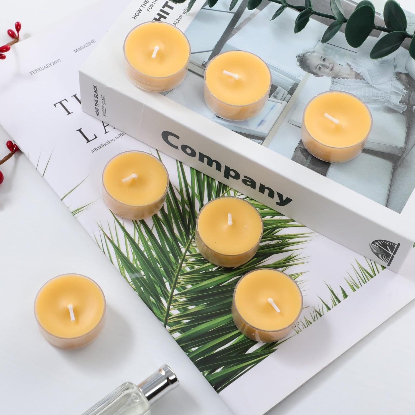 36 Pack Beeswax Tealight Candles, Pure Beeswax Tea Lights, 4-Hour Burn Time, Handmade Natural Beeswax Tea Candles in Clear Cup, Unscented Smokeless Tea Light Candles for Home Décor Party Wedding Spa