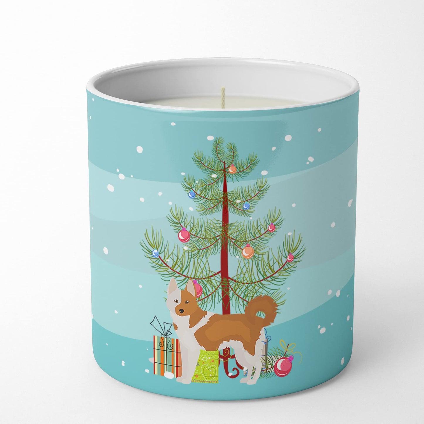 Caroline's Treasures CK3475CDL Nordic Spitz Christmas Tree 10 oz Decorative Soy Candle Nature Soy Wax Essential Oil Home Decor Ideal for Bedroom Kitchen Bath Office Gift, 10 oz