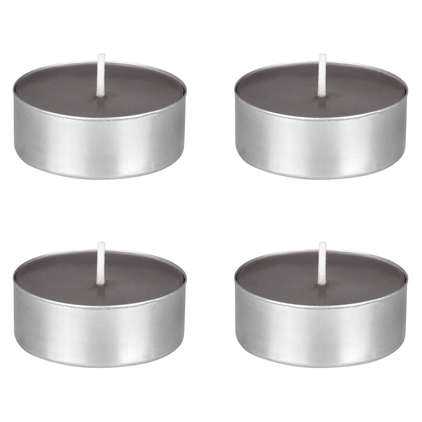 Mega Candles 4 pcs Unscented Oversize Dary Gray Tea Lights Candles, Pressed Wax Candle 12 Hour Burn Time, Home Décor, Wedding Receptions, Occasions, Events, Meditations, Tranquility, Spa