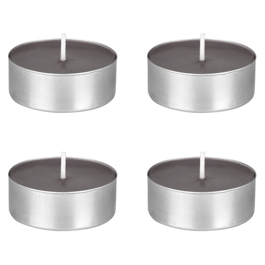 Mega Candles 4 pcs Unscented Oversize Dary Gray Tea Lights Candles, Pressed Wax Candle 12 Hour Burn Time, Home Décor, Wedding Receptions, Occasions, Events, Meditations, Tranquility, Spa