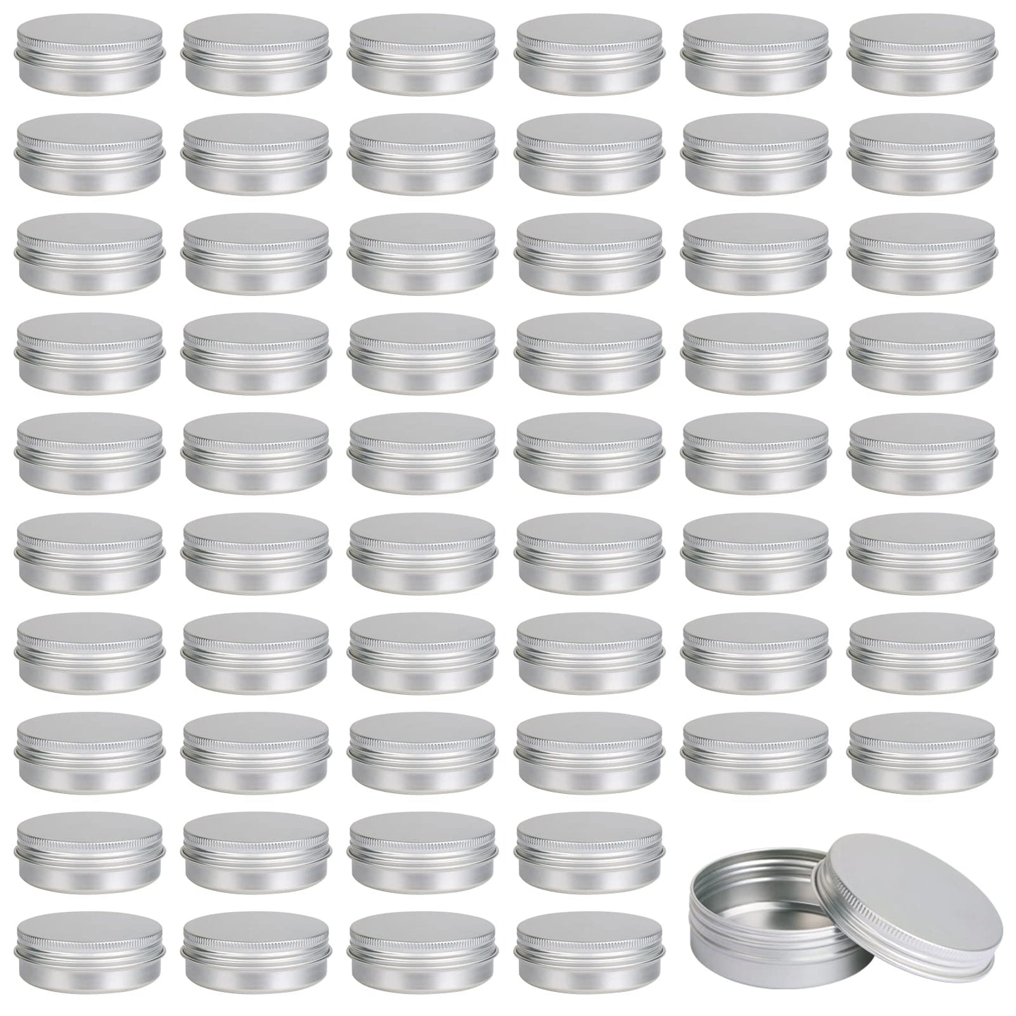 Moretoes 60 Pack Tins, 2Oz Metal Round Tins, Aluminum Tin Cans Containers with Screw Lid for Lotion Bars, Balms, Salve, Spices or Beard Balm