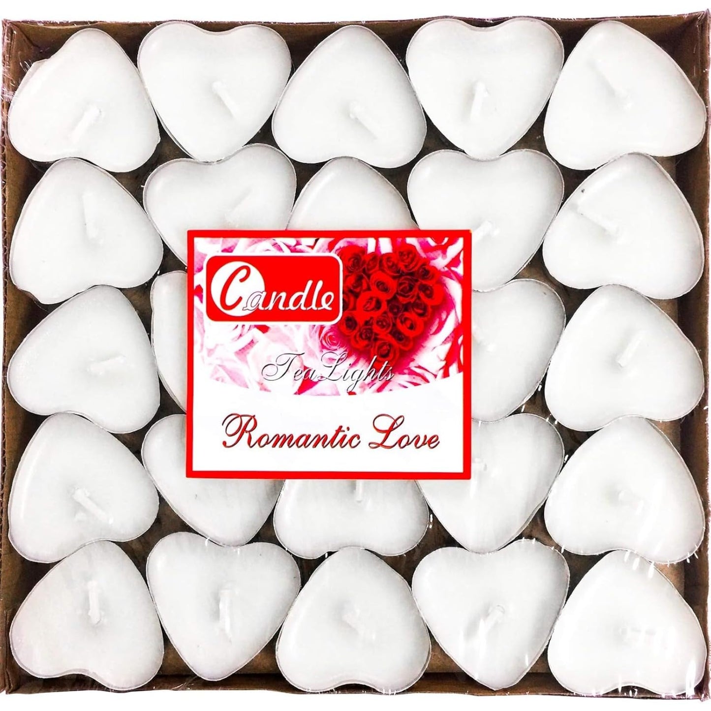 IJRPLM 50 Pack Heart Shaped Tealight Candles, Romantic Love Unscented Tea Lights Candles, Dripless & Long Lasting Smokeless, Mini Tealight Candle for Wedding Party Home Decor, White