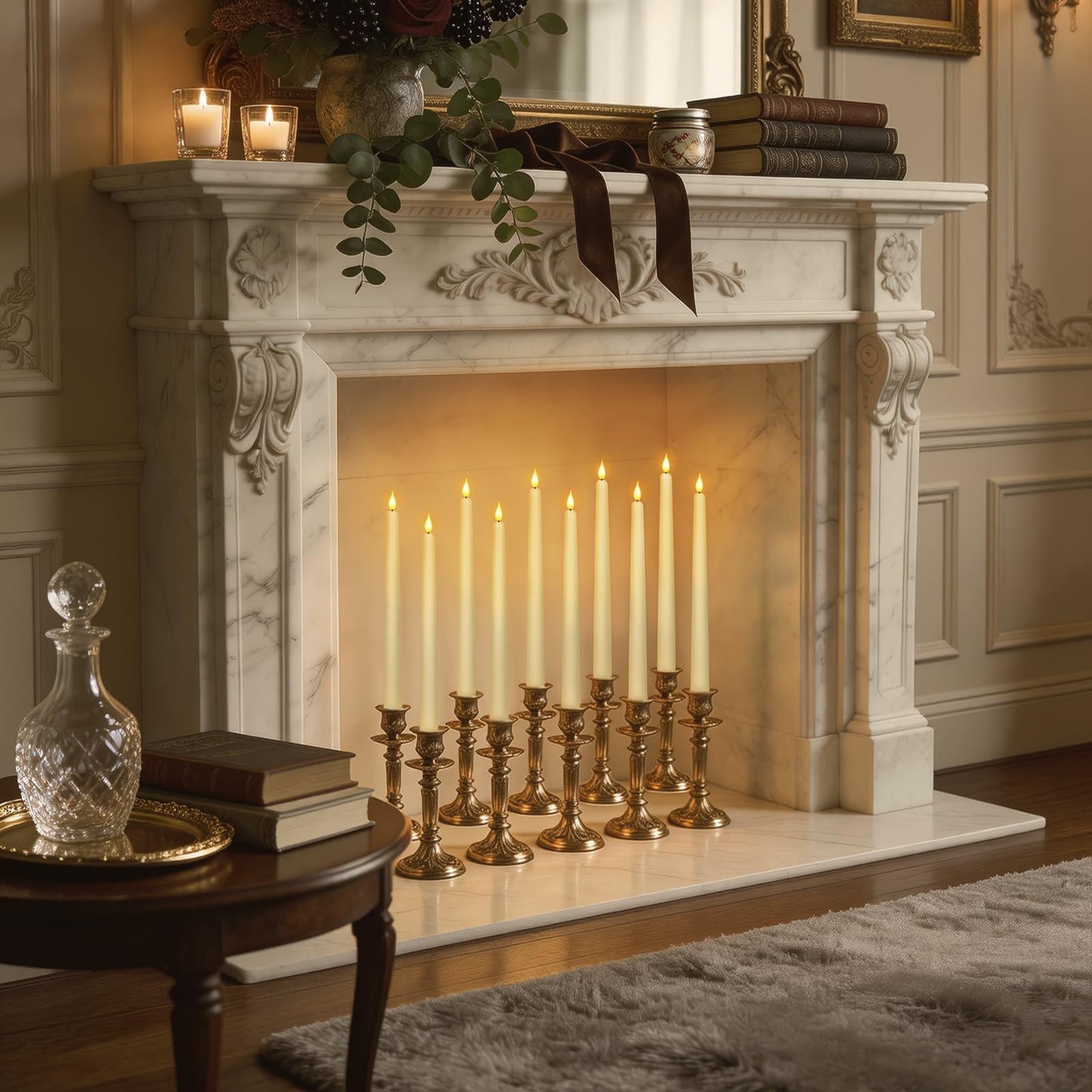 Homemory 48 Pcs Flameless Taper Candles with Remote Timer Dimmer, 11 inches Ivory Candlesticks Battery Operated, Plastic LED Taper Candles with Flickering Flame for Party Christmas Church Wedding